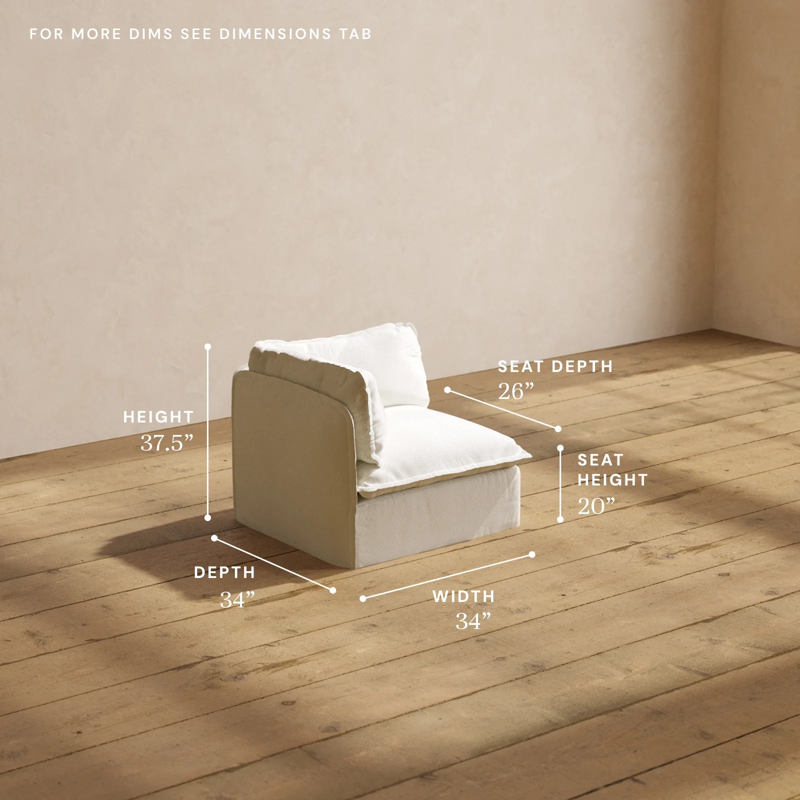 Modular Washable Corner Chair in Eggshell | Memorix+ Seat | Contour Pillow - Image 5