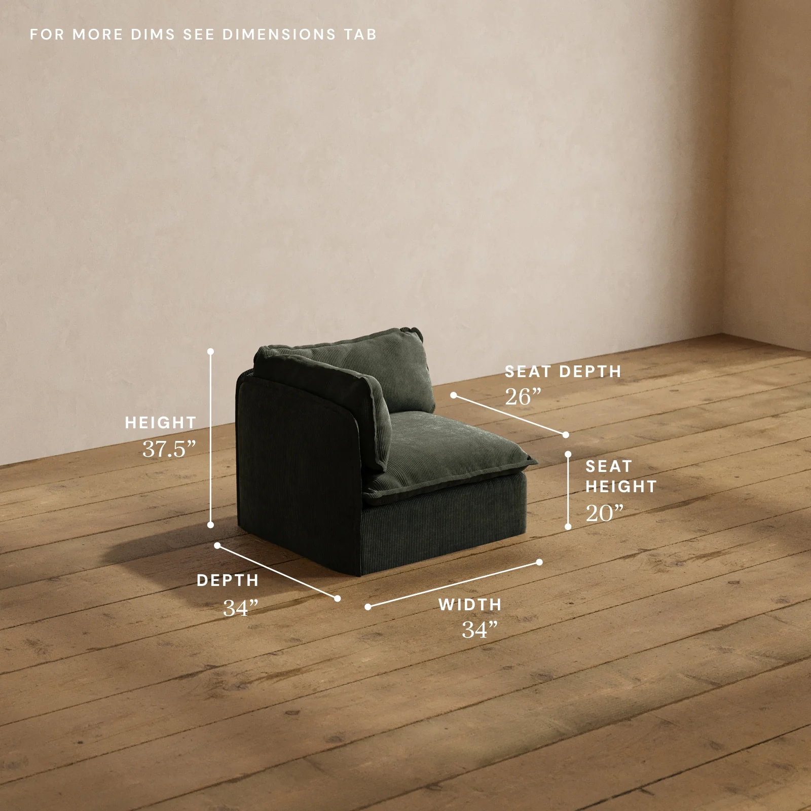 Modular Washable Corner Chair in Olivine | Deluxe+ Seat | Cloud Pillow - Image 5