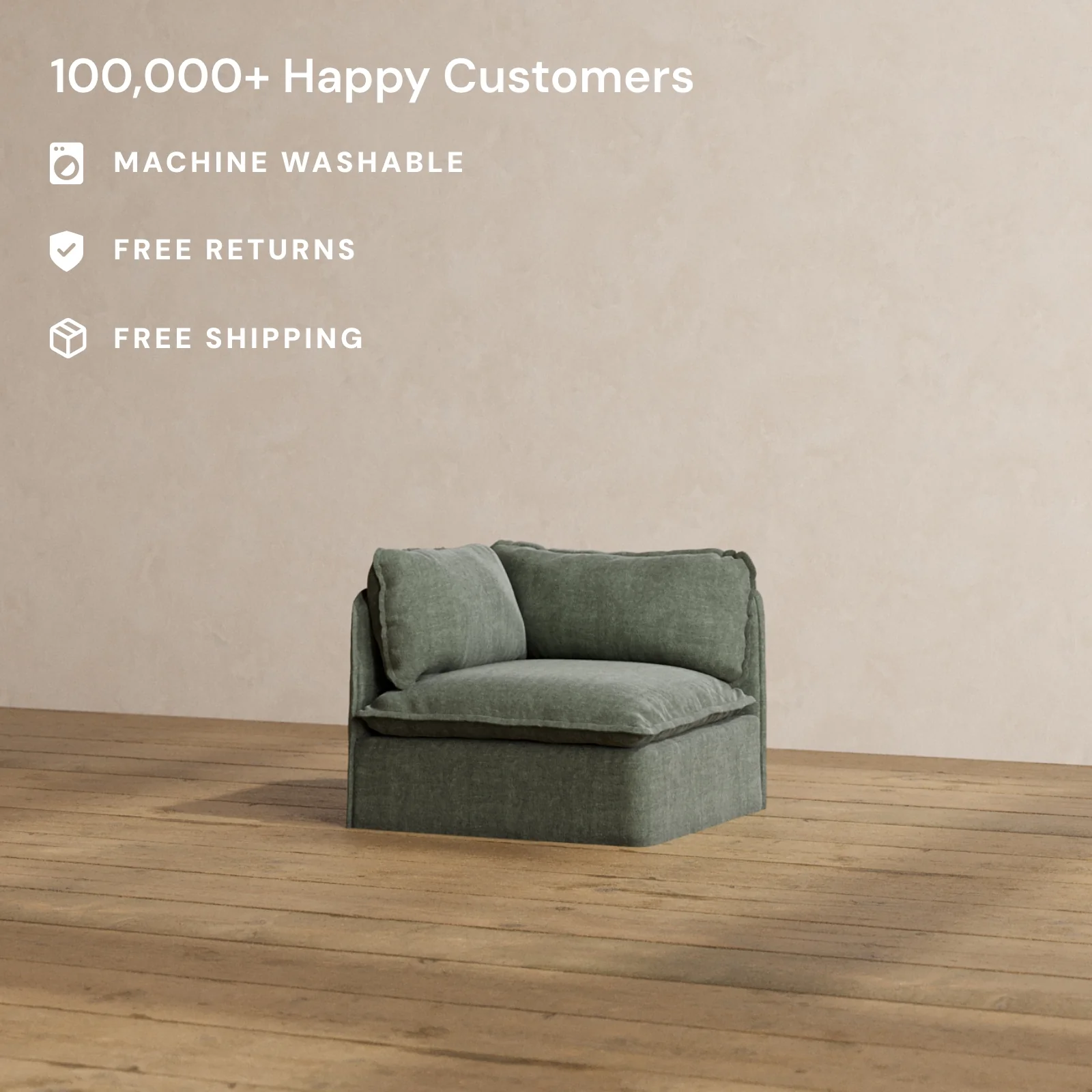 Modular Washable Corner Chair in Willow | Deluxe+ Seat | Cloud Pillow - Image 2