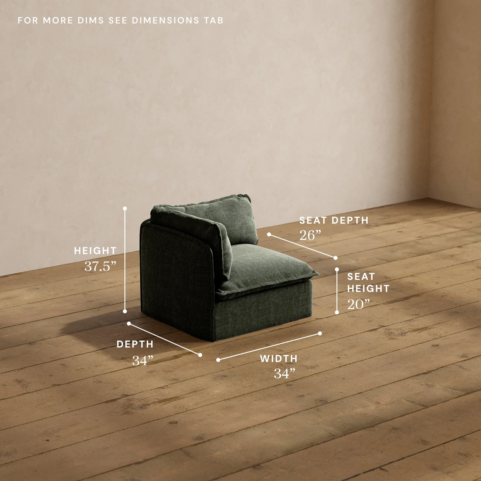 Modular Washable Corner Chair in Willow | Deluxe+ Seat | Cloud Pillow - Image 5