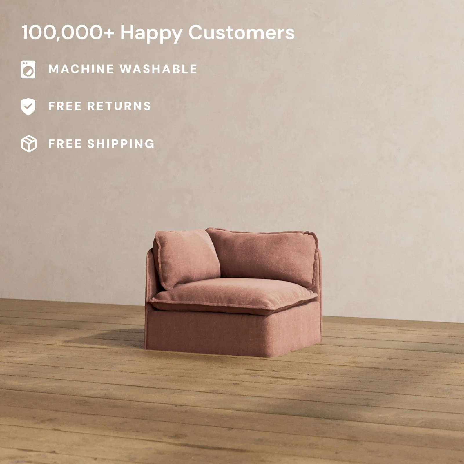 Modular Washable End Chair - Left in Chestnut | Deluxe+ Seat | Cloud Pillow - Image 2