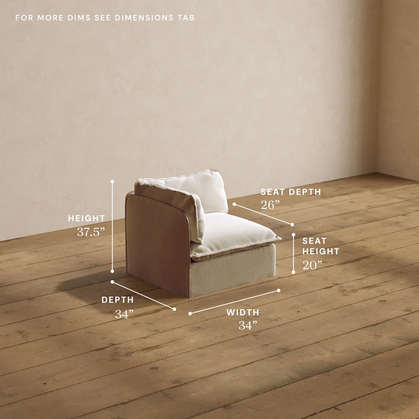 Modular Washable End Chair - Left in Coco | Deluxe+ Seat | Cloud Pillow - Image 5