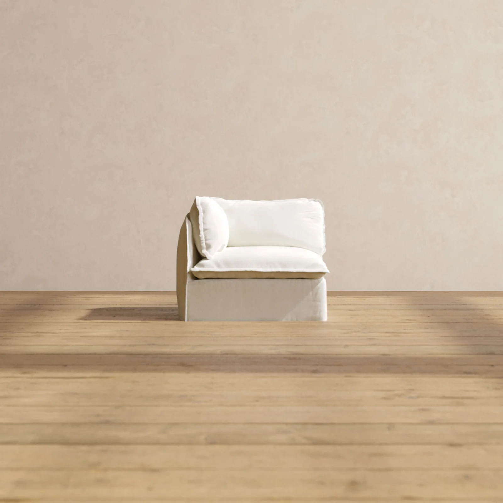 Modular Washable End Chair - Left in Eggshell | Memorix+ Seat | Contour Pillow