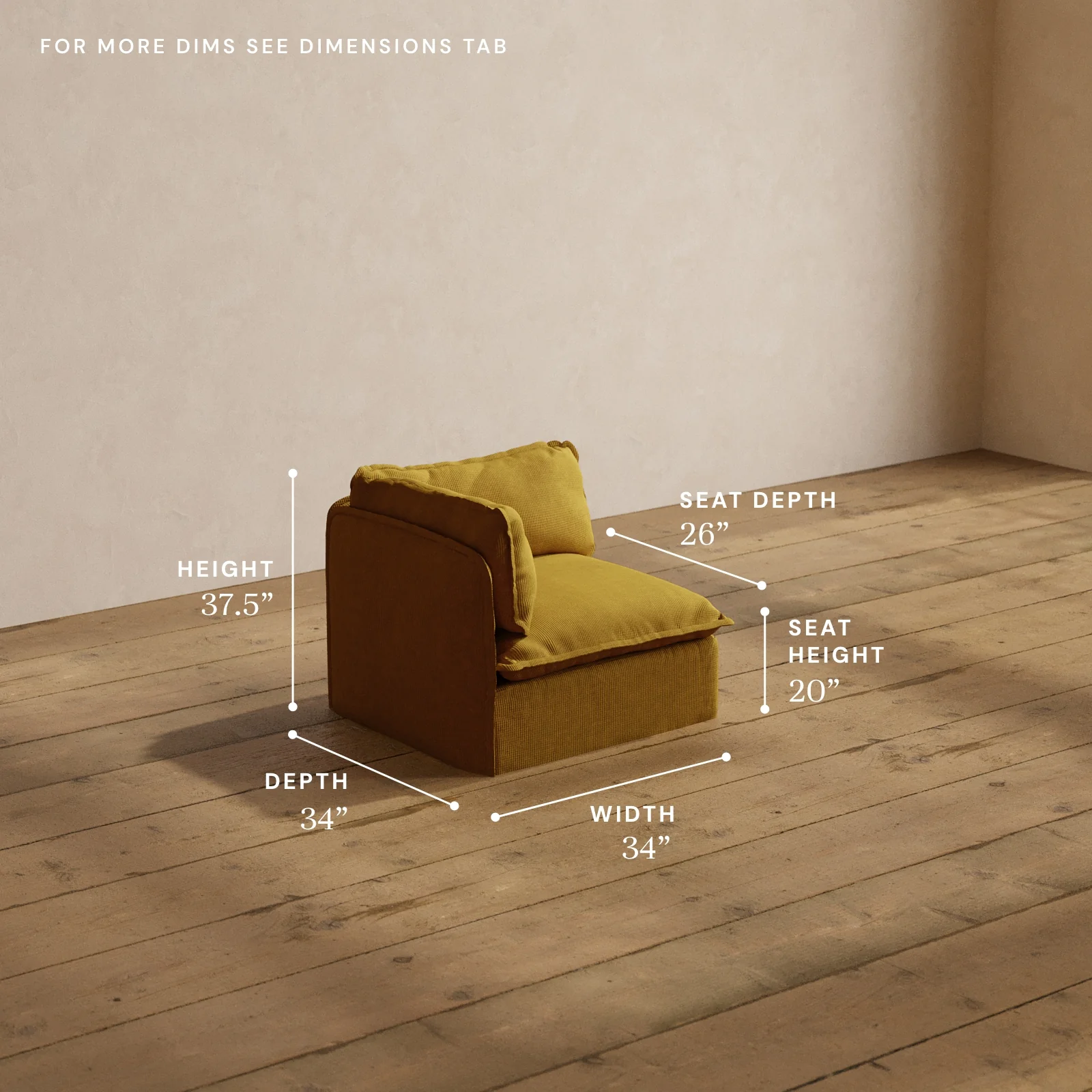 Modular Washable End Chair - Left in Kiiro | Deluxe+ Seat | Cloud Pillow - Image 5