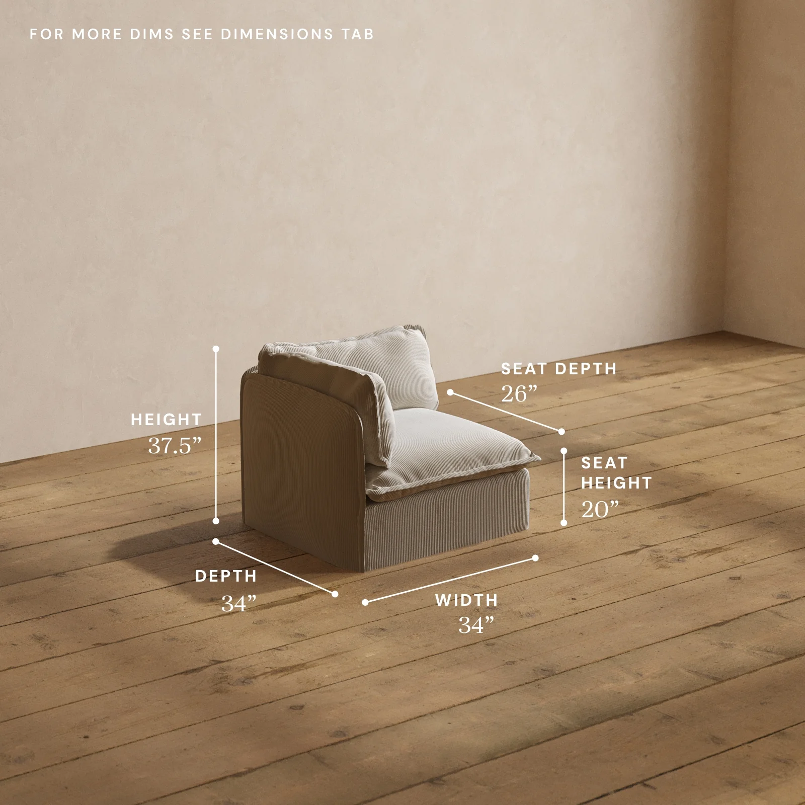 Modular Washable End Chair - Left in Milk | Deluxe+ Seat | Cloud Pillow - Image 5