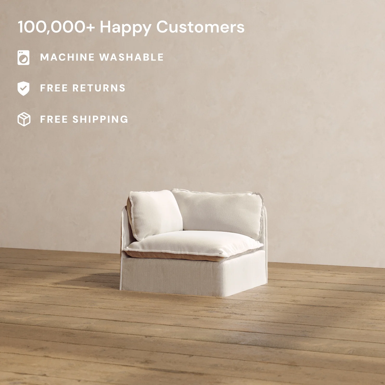 Modular Washable End Chair - Left in Milk | Memorix+ Seat | Contour Pillow - Image 2