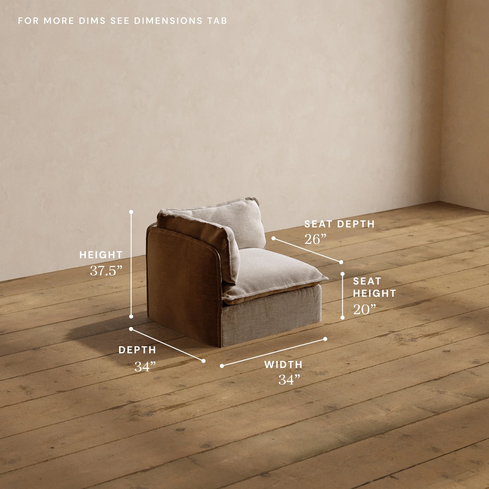 Modular Washable End Chair - Left in Mist | Deluxe+ Seat | Cloud Pillow - Image 5
