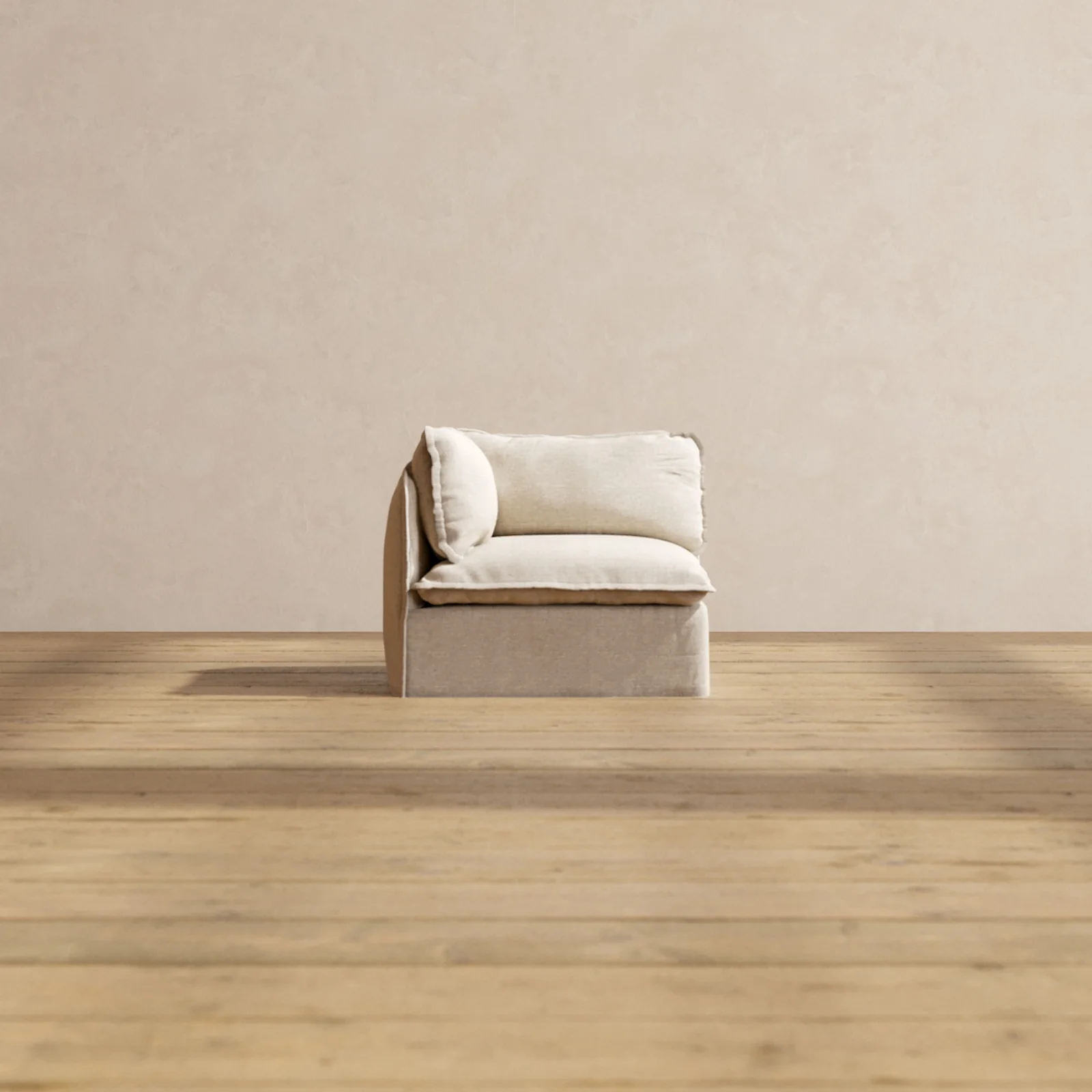 Modular Washable End Chair - Left in Oat | Deluxe+ Seat | Cloud Pillow