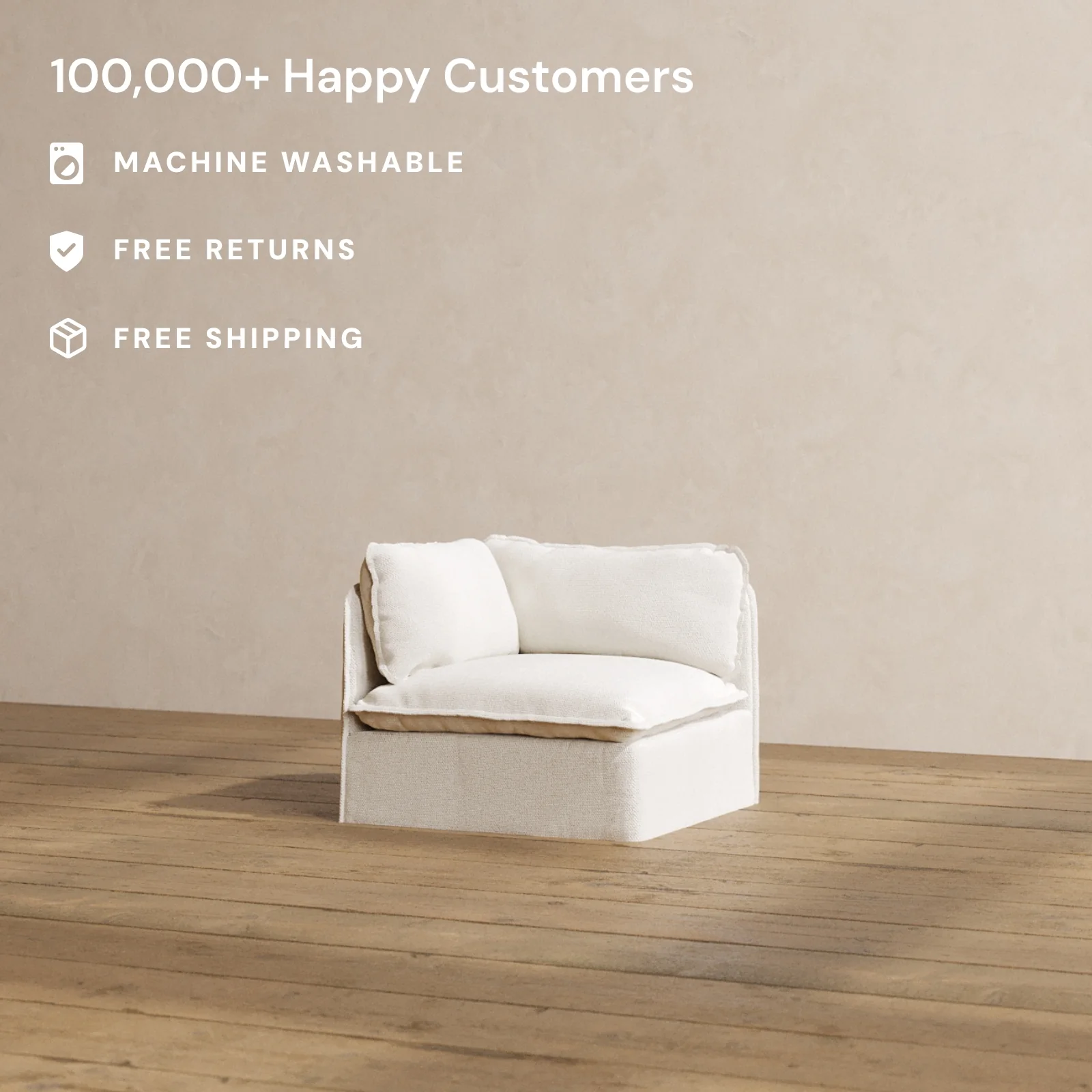 Modular Washable End Chair - Left in Powder | Deluxe+ Seat | Cloud Pillow - Image 2
