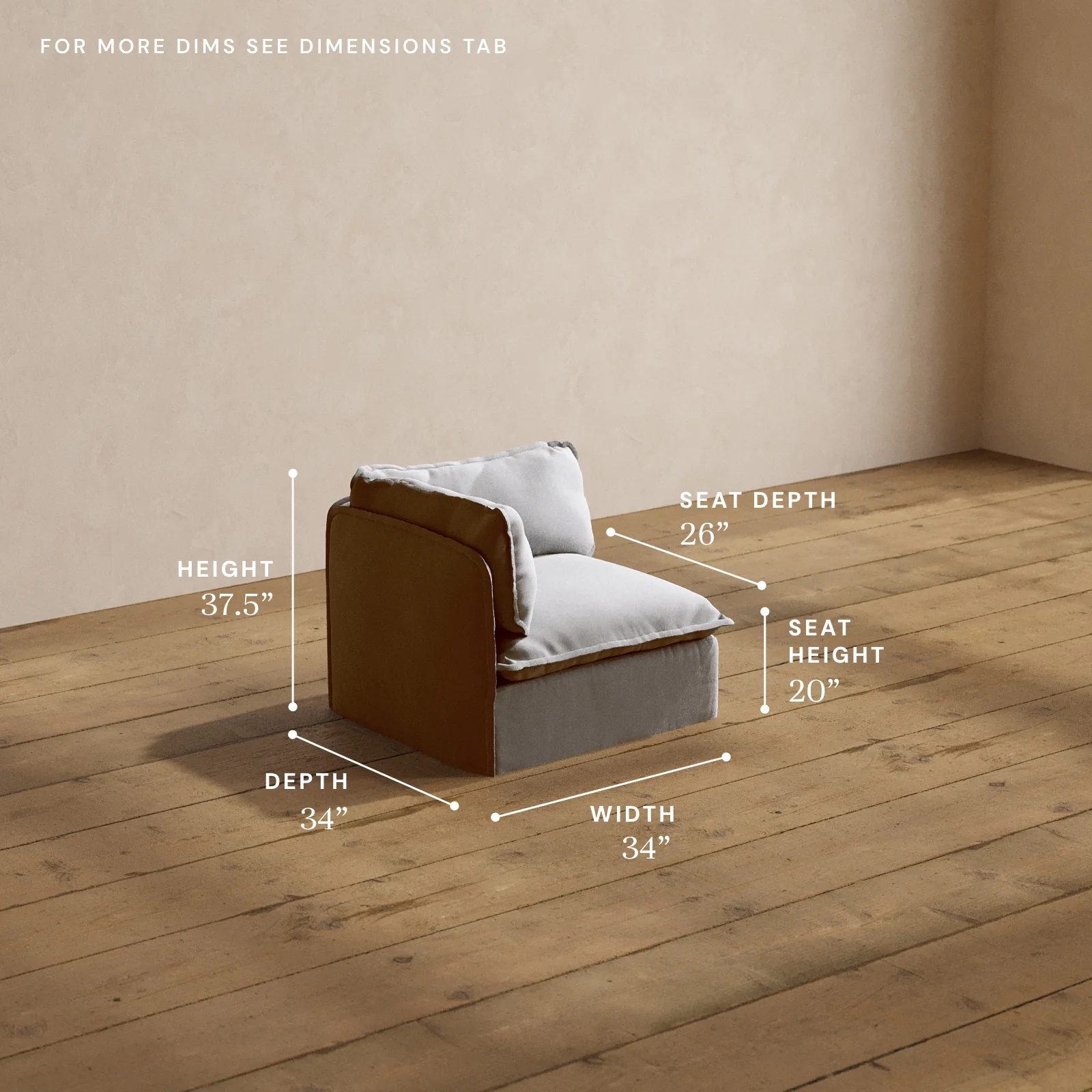 Modular Washable End Chair - Left in Pumice | Memorix+ Seat | Contour Pillow - Image 5
