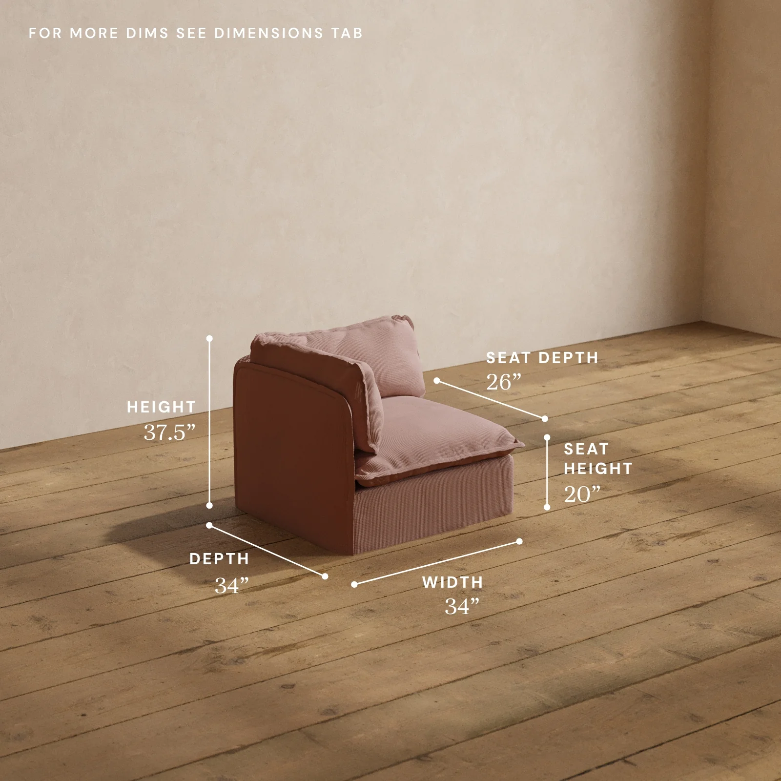 Modular Washable End Chair - Left in Sakura | Deluxe+ Seat | Cloud Pillow - Image 5