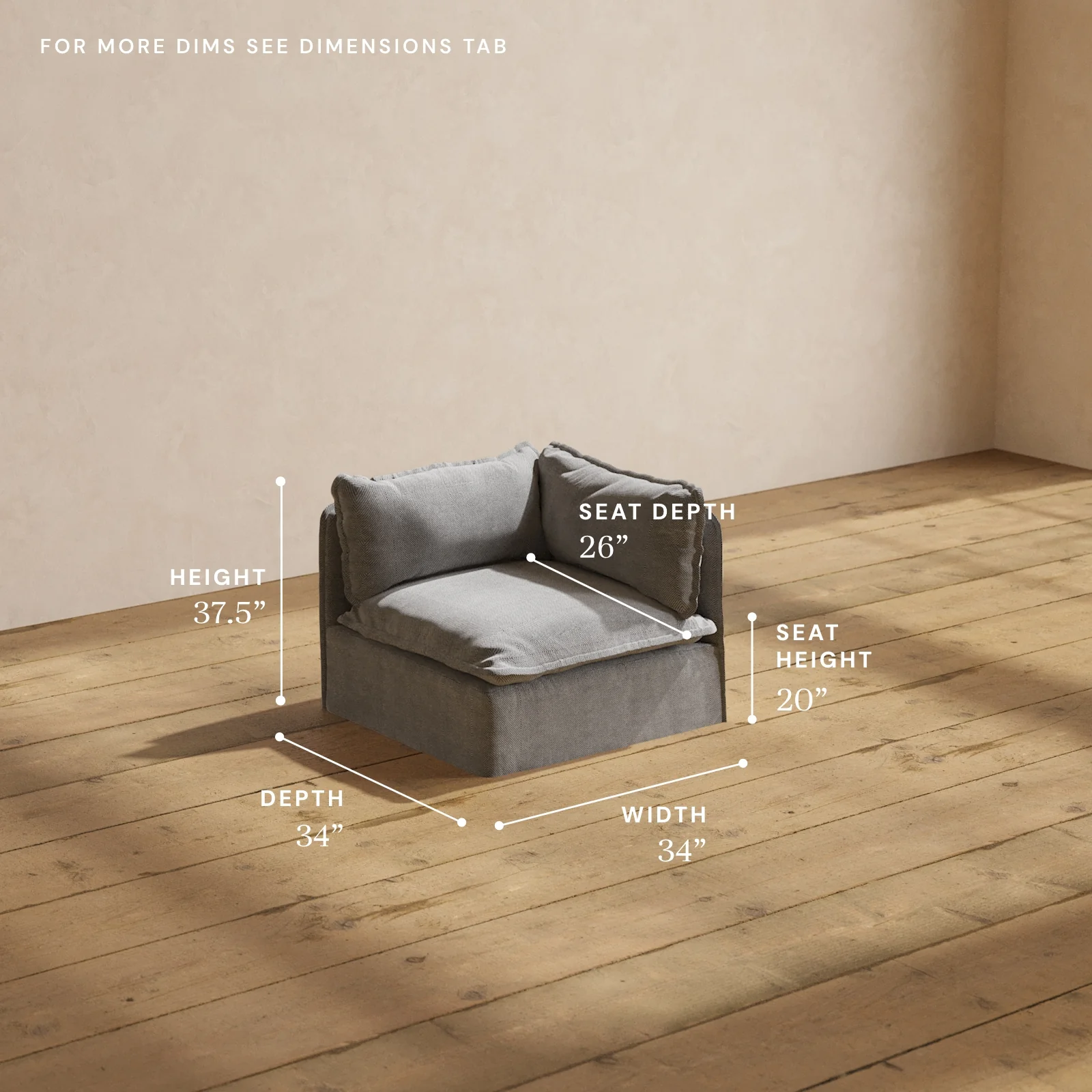 Modular Washable End Chair - Right in Ash | Deluxe+ Seat | Cloud Pillow - Image 5