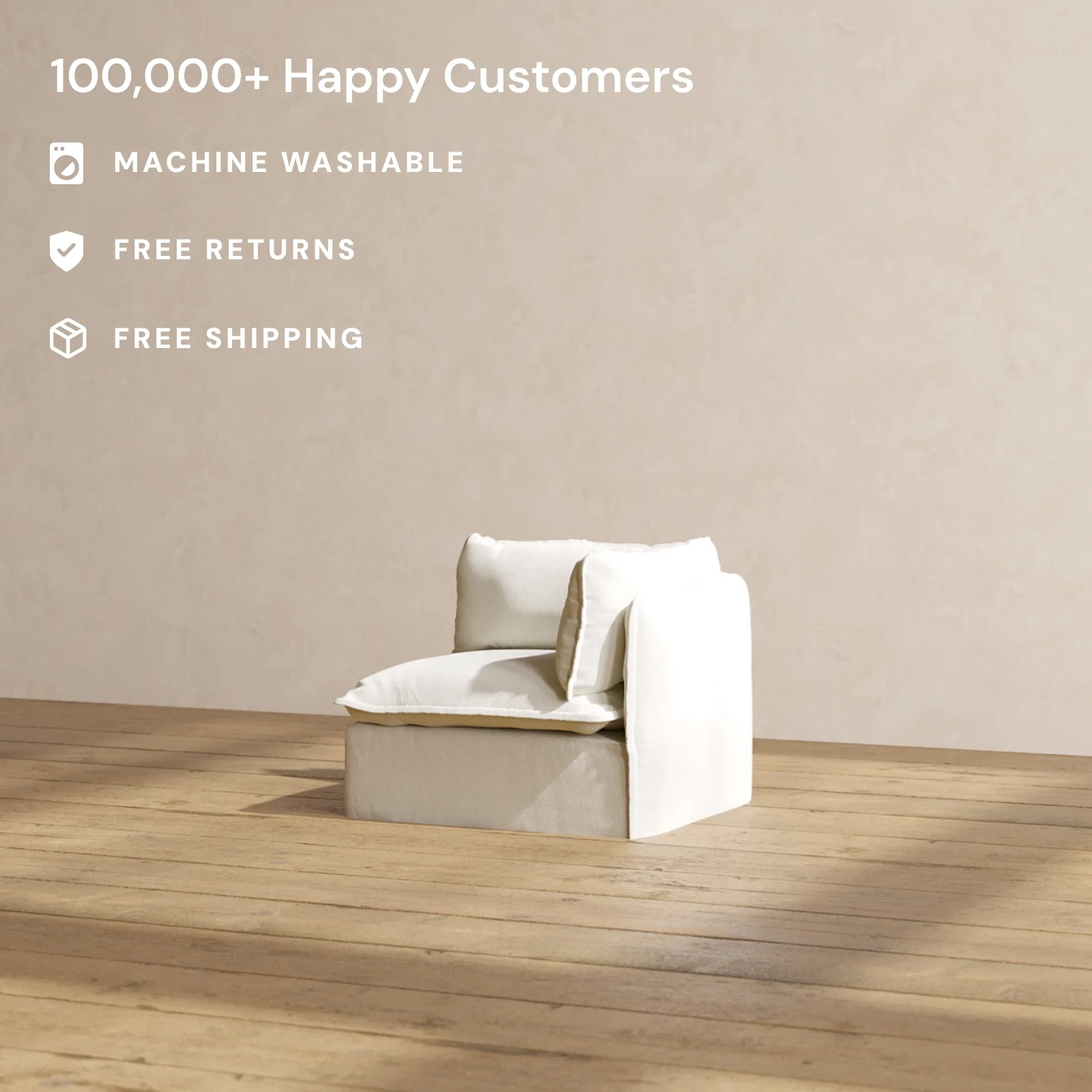 Modular Washable End Chair - Right in Eggshell | Memorix+ Seat | Contour Pillow - Image 2