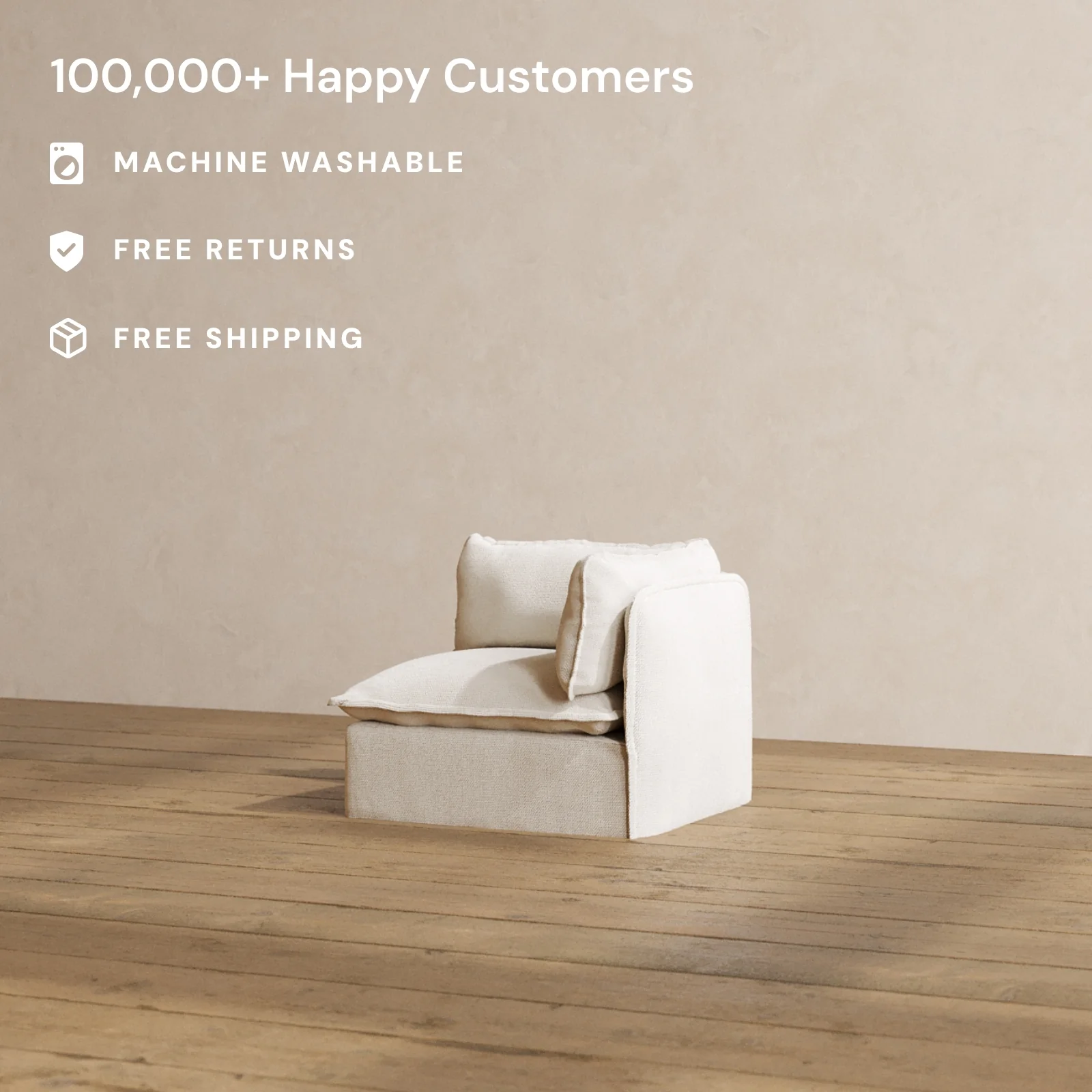 Modular Washable End Chair - Right in Powder | Deluxe+ Seat | Cloud Pillow - Image 2