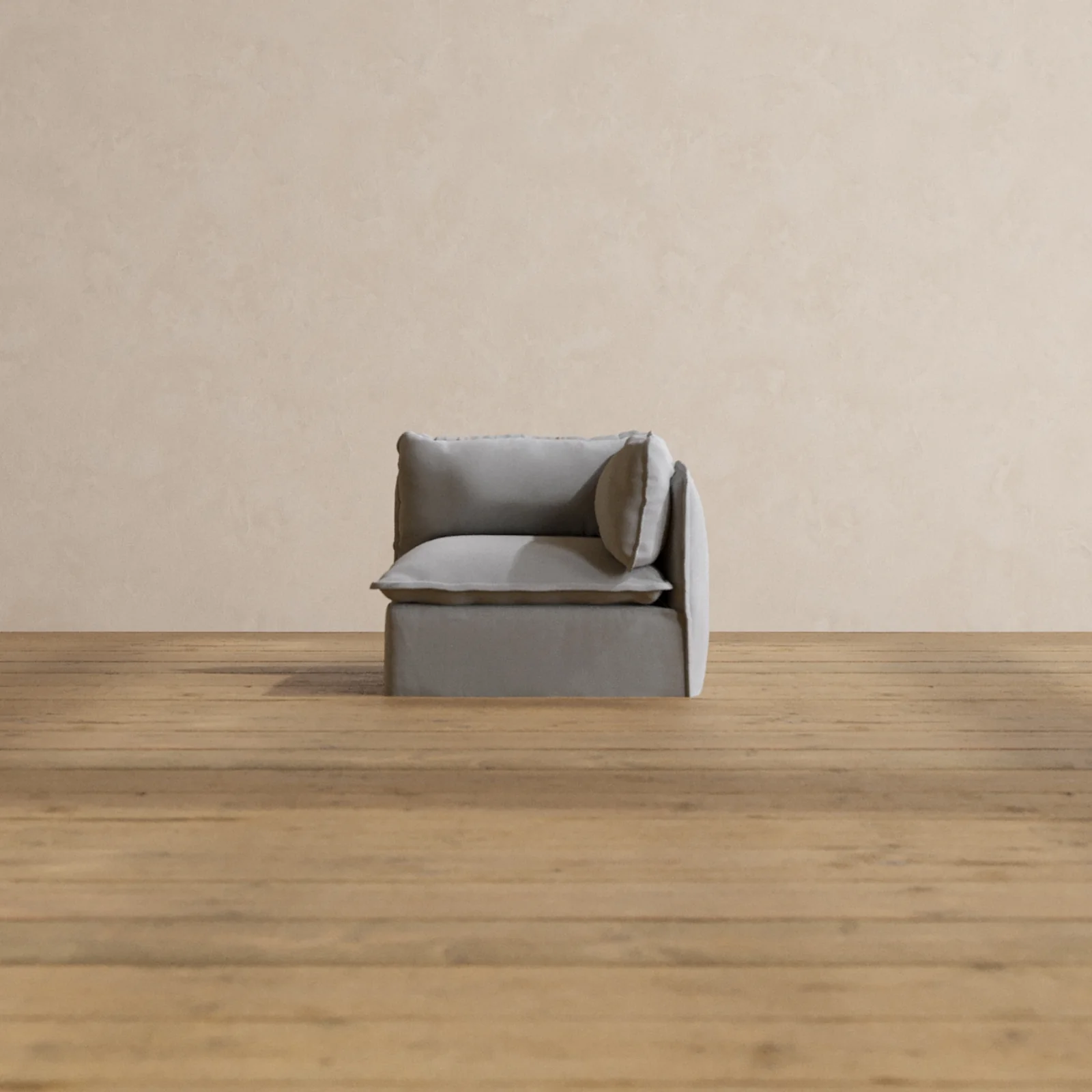 Modular Washable End Chair - Right in Pumice | Deluxe+ Seat | Cloud Pillow