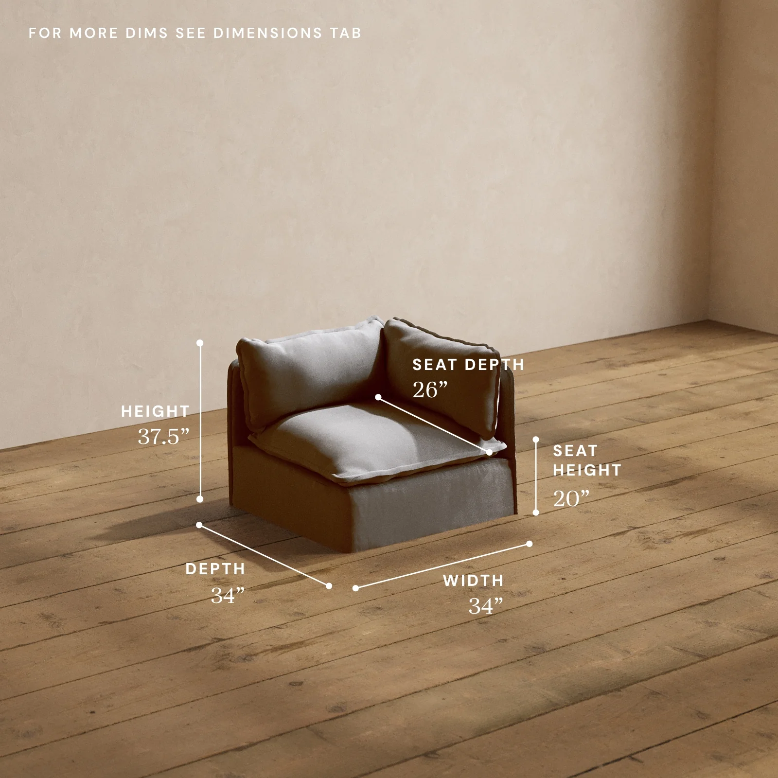 Modular Washable End Chair - Right in Pumice | Memorix+ Seat | Contour Pillow - Image 5