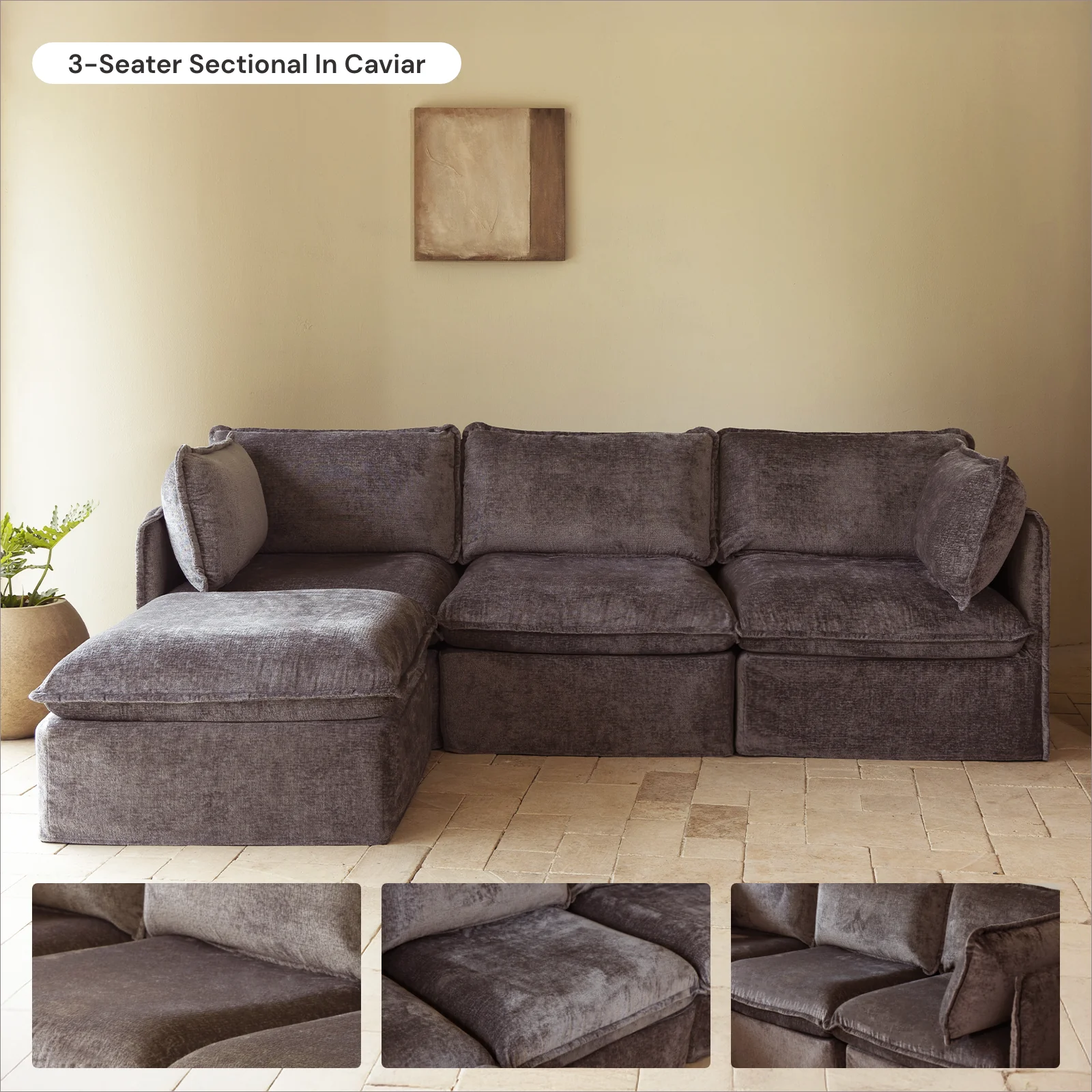 Modular Washable Ottoman in Caviar | Deluxe+ Seat - Image 7
