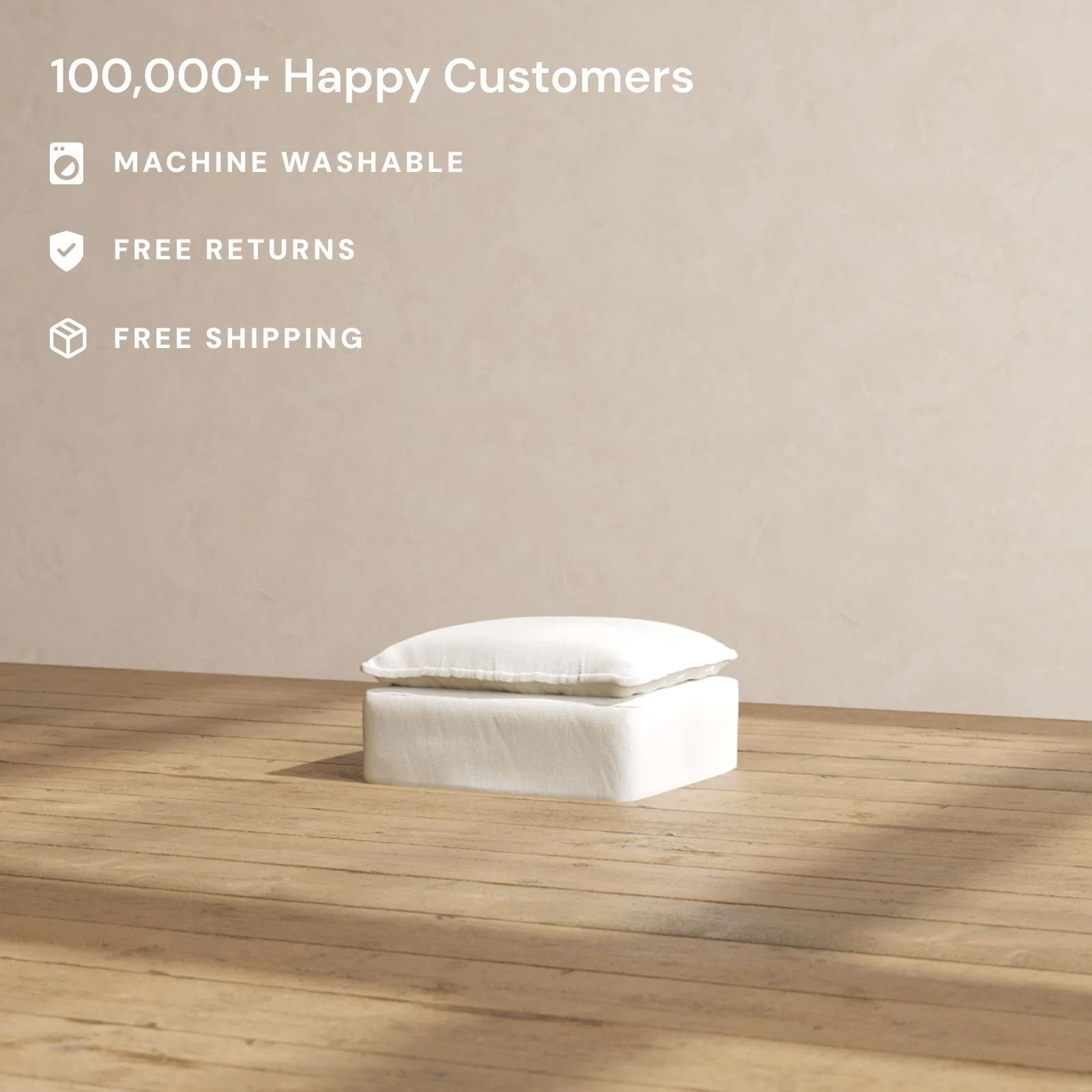 Modular Washable Ottoman in Eggshell | Memorix+ Seat - Image 2