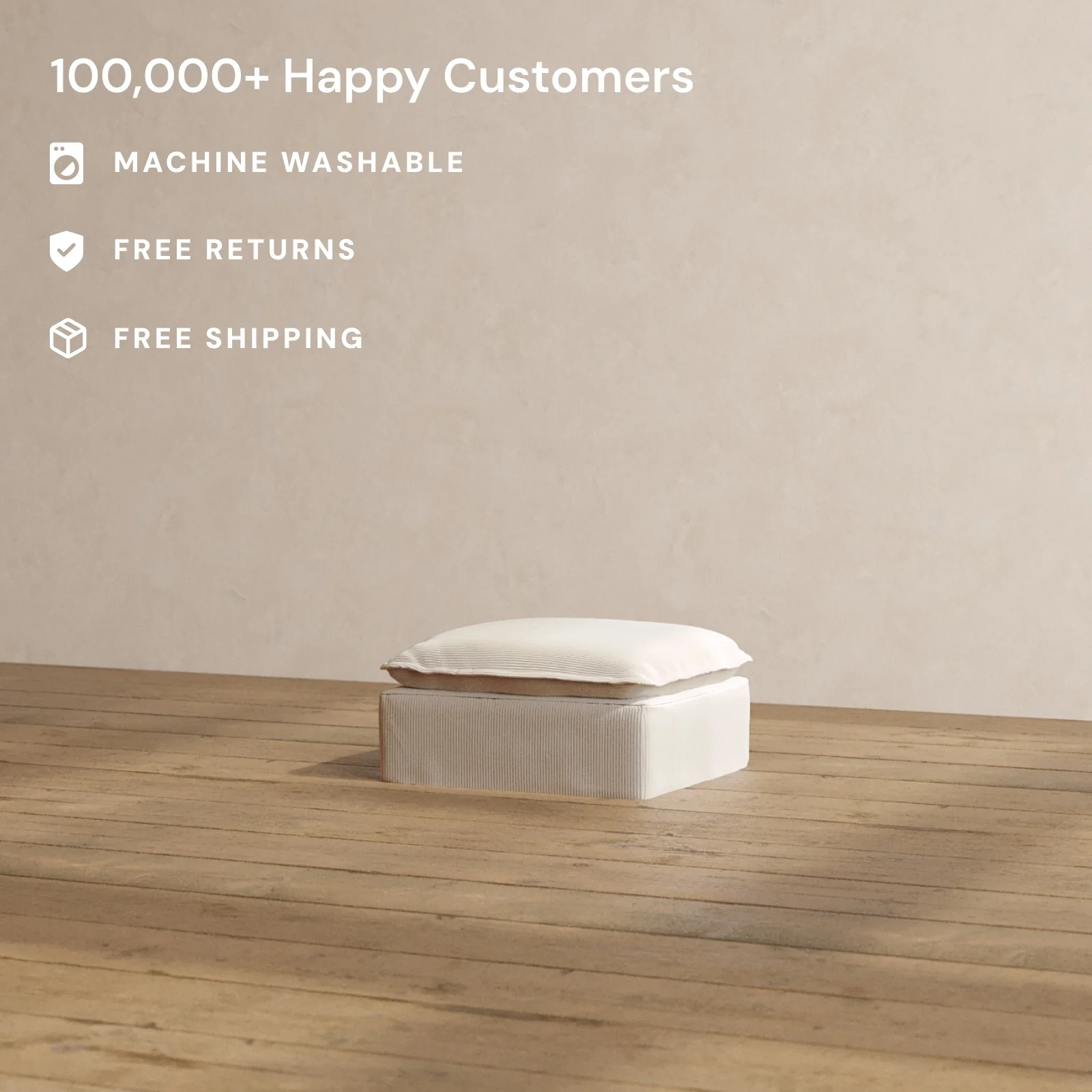 Modular Washable Ottoman in Milk | Deluxe+ Seat - Image 2