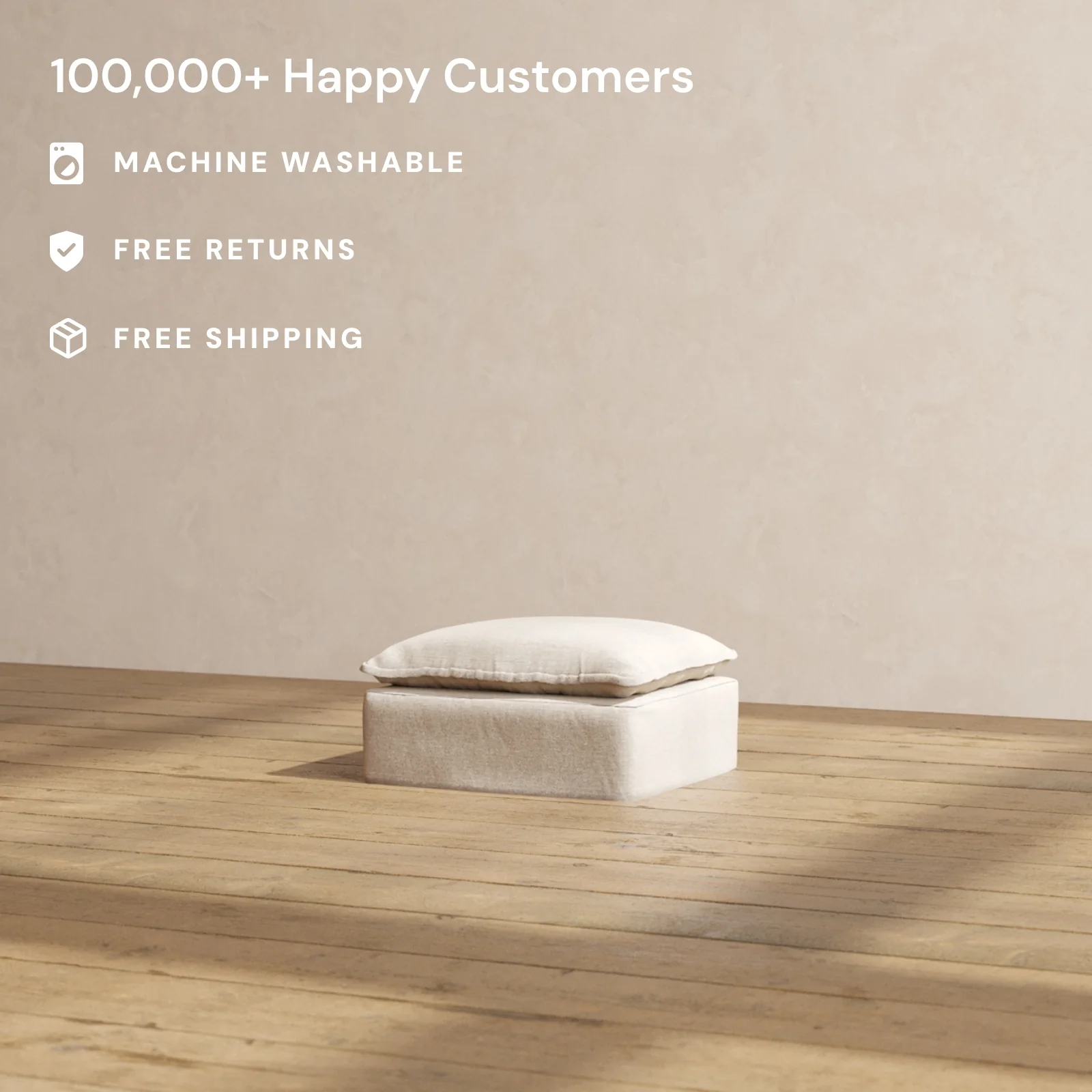 Modular Washable Ottoman in Oat | Deluxe+ Seat - Image 2