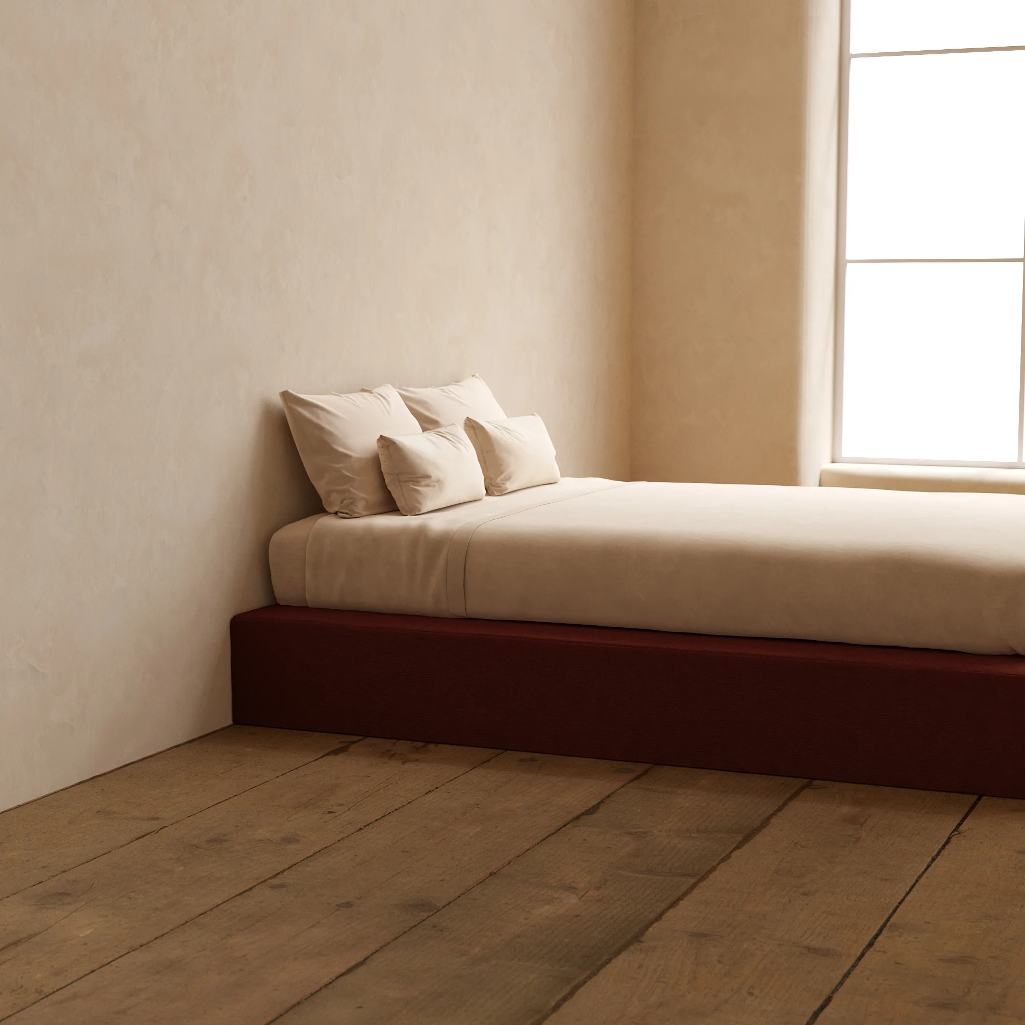 Queen Upholstered Platform Bed | Knit Velvet in Rust - Image 7