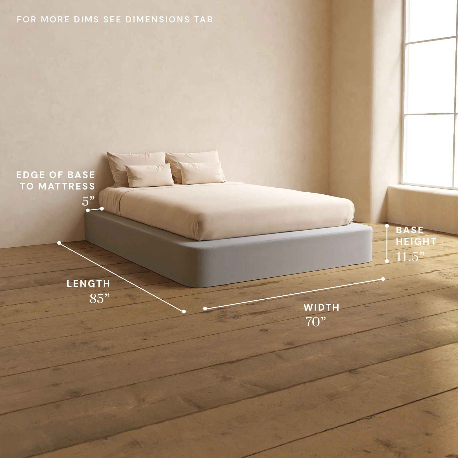 Queen Upholstered Platform Bed | Micro Chenille in Pumice - Image 5