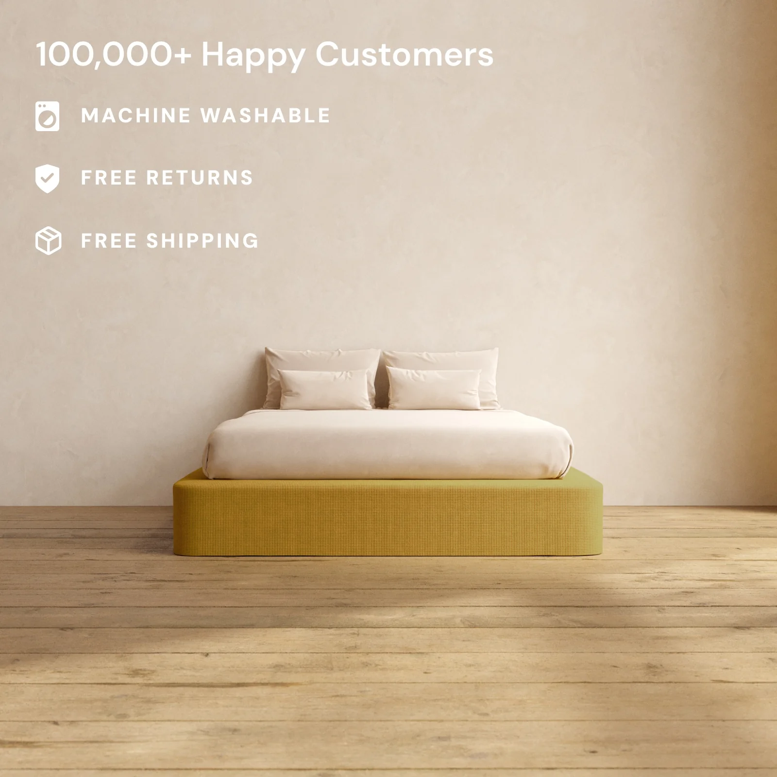 Queen Upholstered Platform Bed | Mizu Weave in Kiiro - Image 2