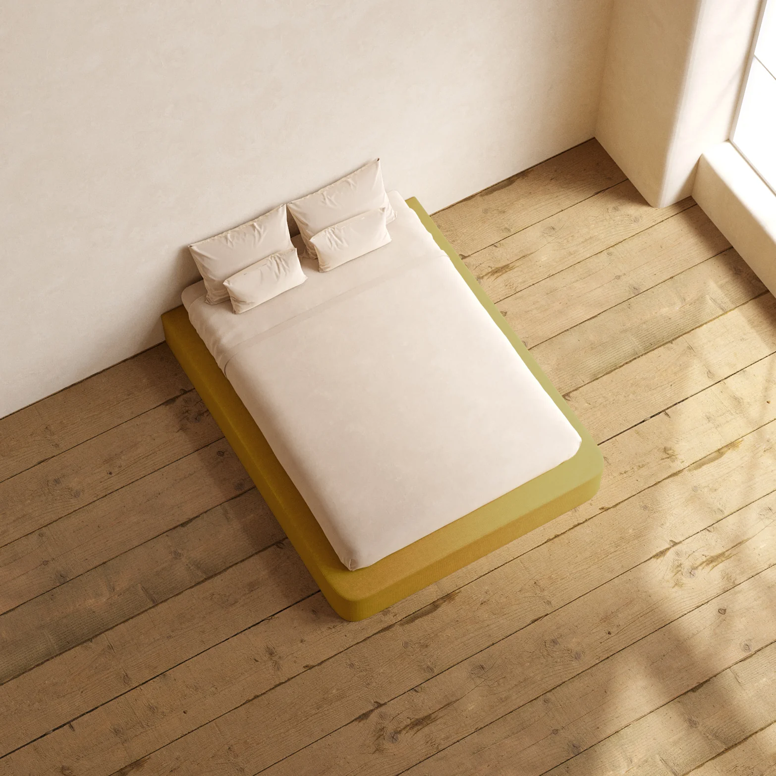 Queen Upholstered Platform Bed | Mizu Weave in Kiiro - Image 8