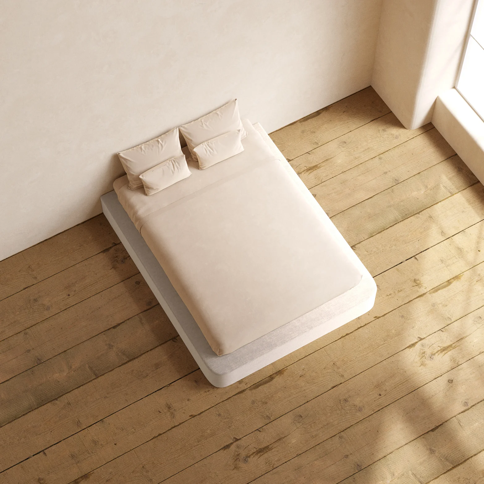 Queen Upholstered Platform Bed | Mod Velvet in Mist - Image 8
