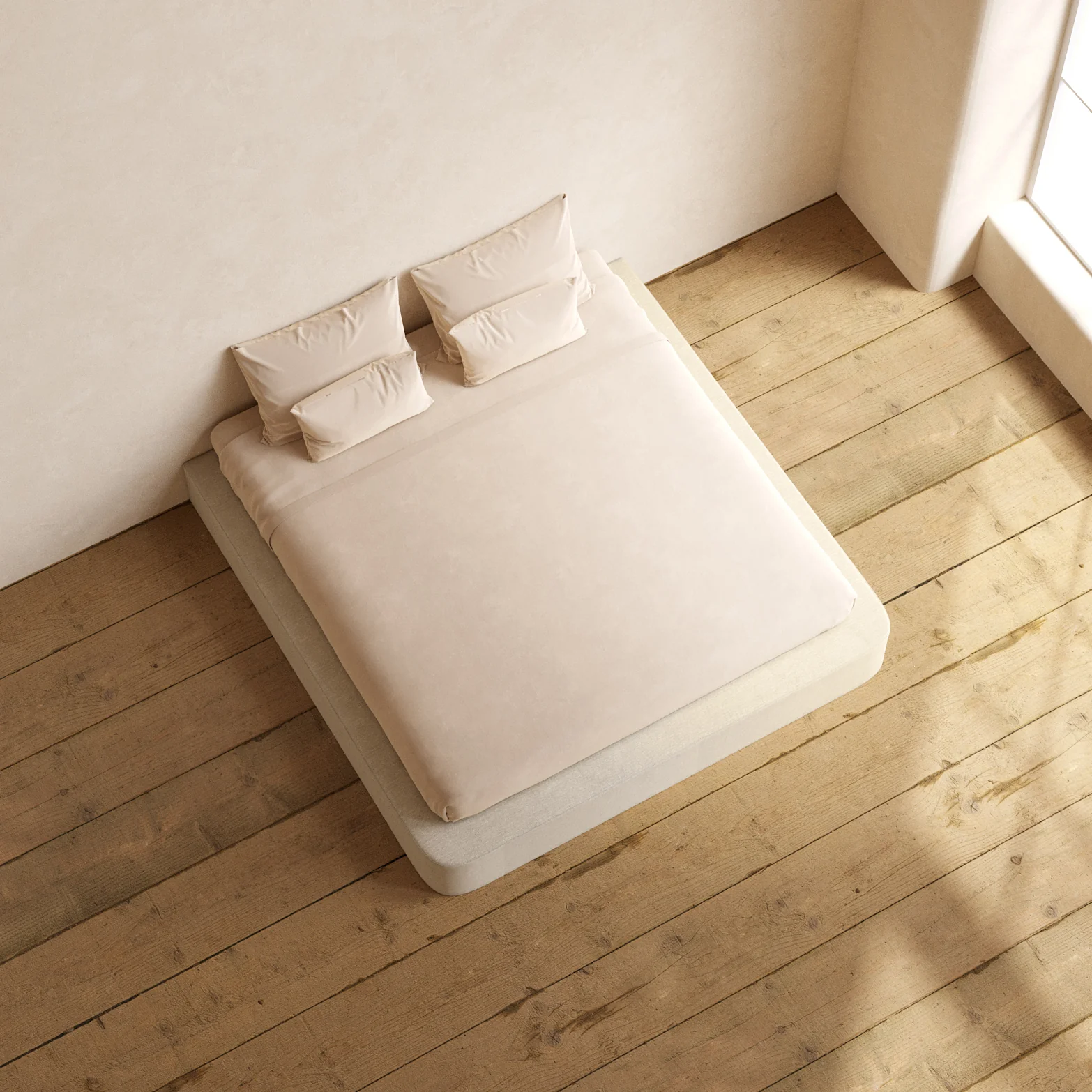 Slipcover Only - King Upholstered Platform Bed | Blended Weave in Oat - Image 6