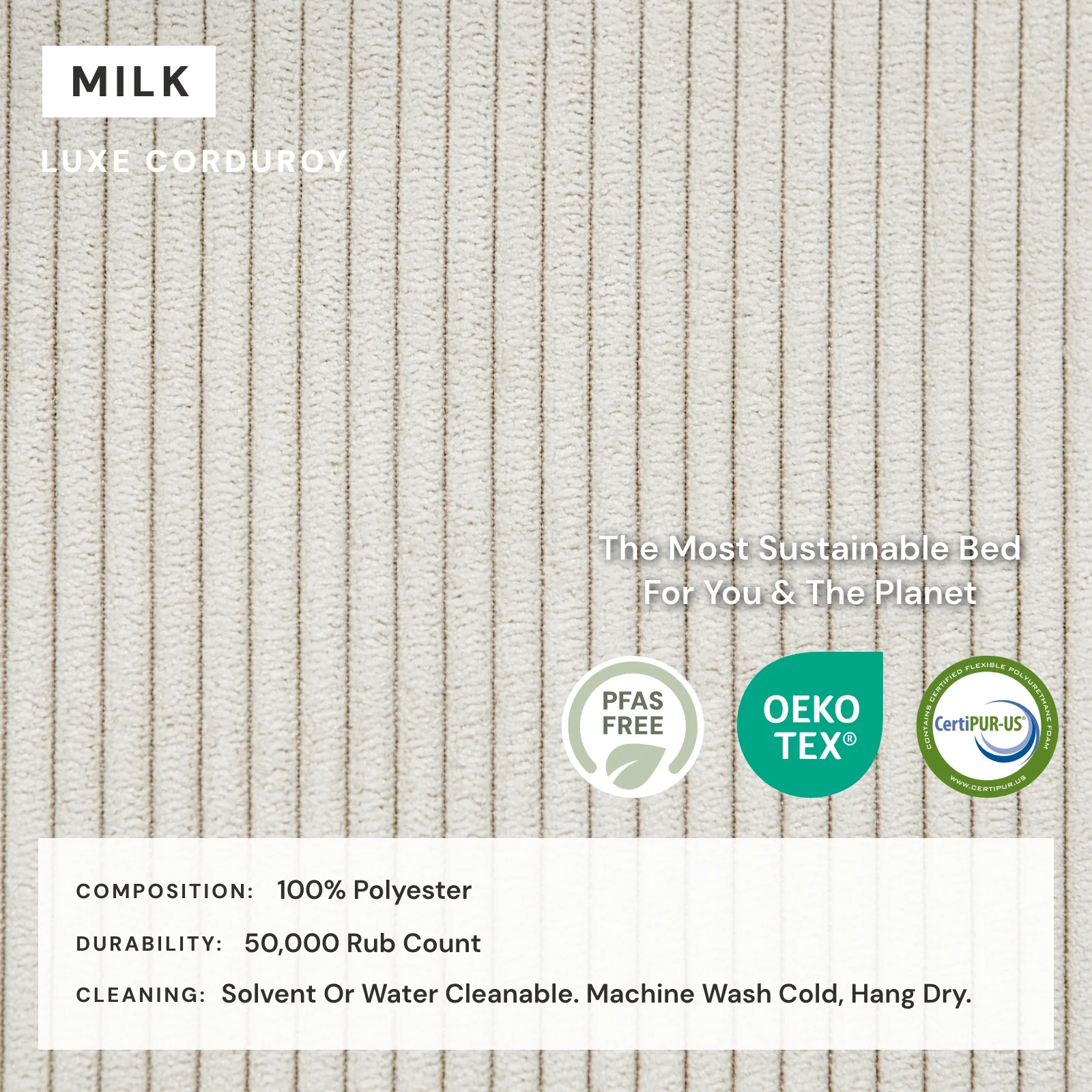 Slipcover Only - King Upholstered Platform Bed + Headboard | Luxe Corduroy in Milk - Image 4