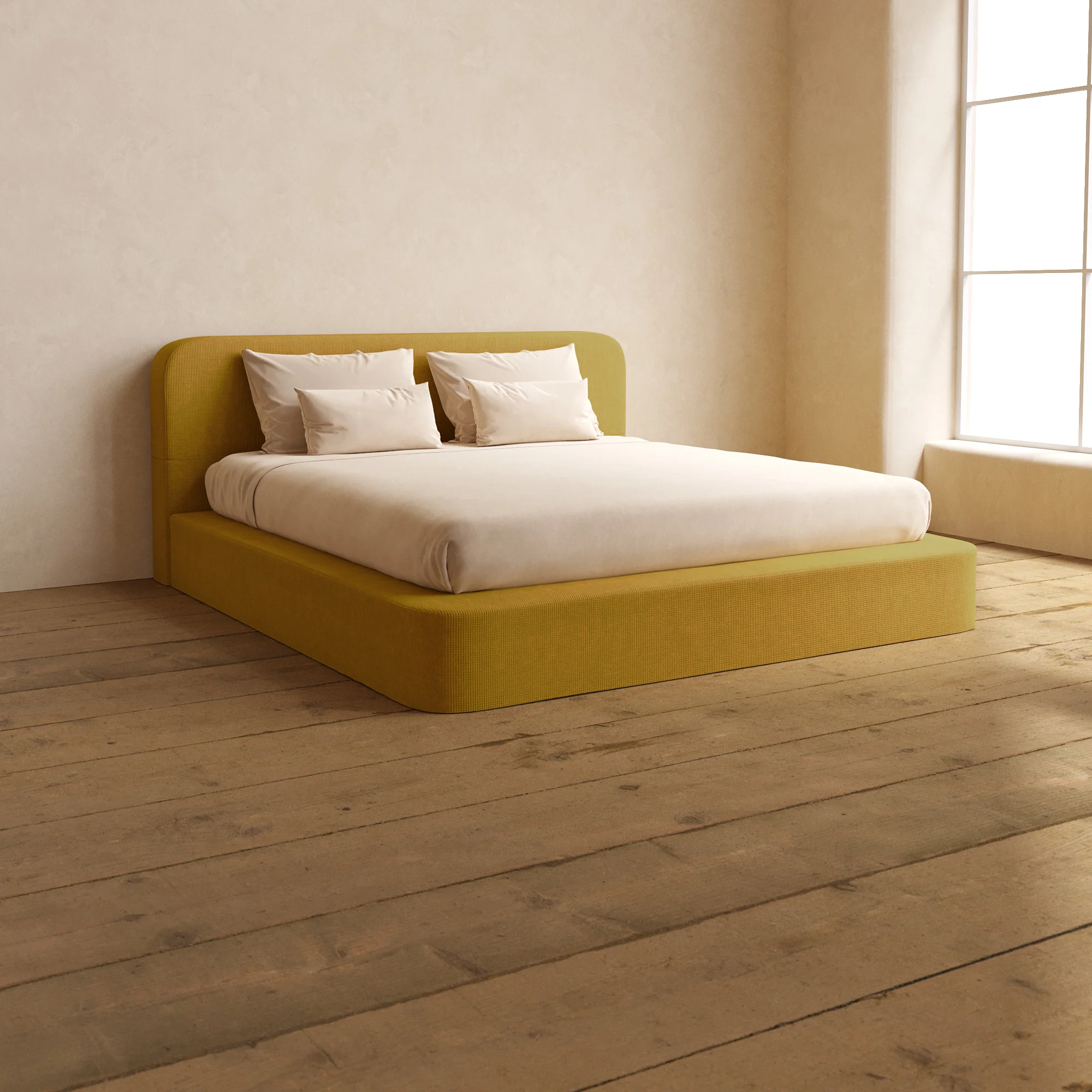 Slipcover Only - King Upholstered Platform Bed + Headboard | Mizu Weave in Kiiro