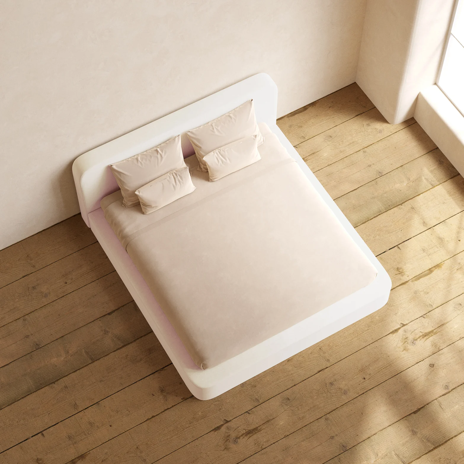 Slipcover Only - King Upholstered Platform Bed + Headboard | Mod Velvet in Coco - Image 6