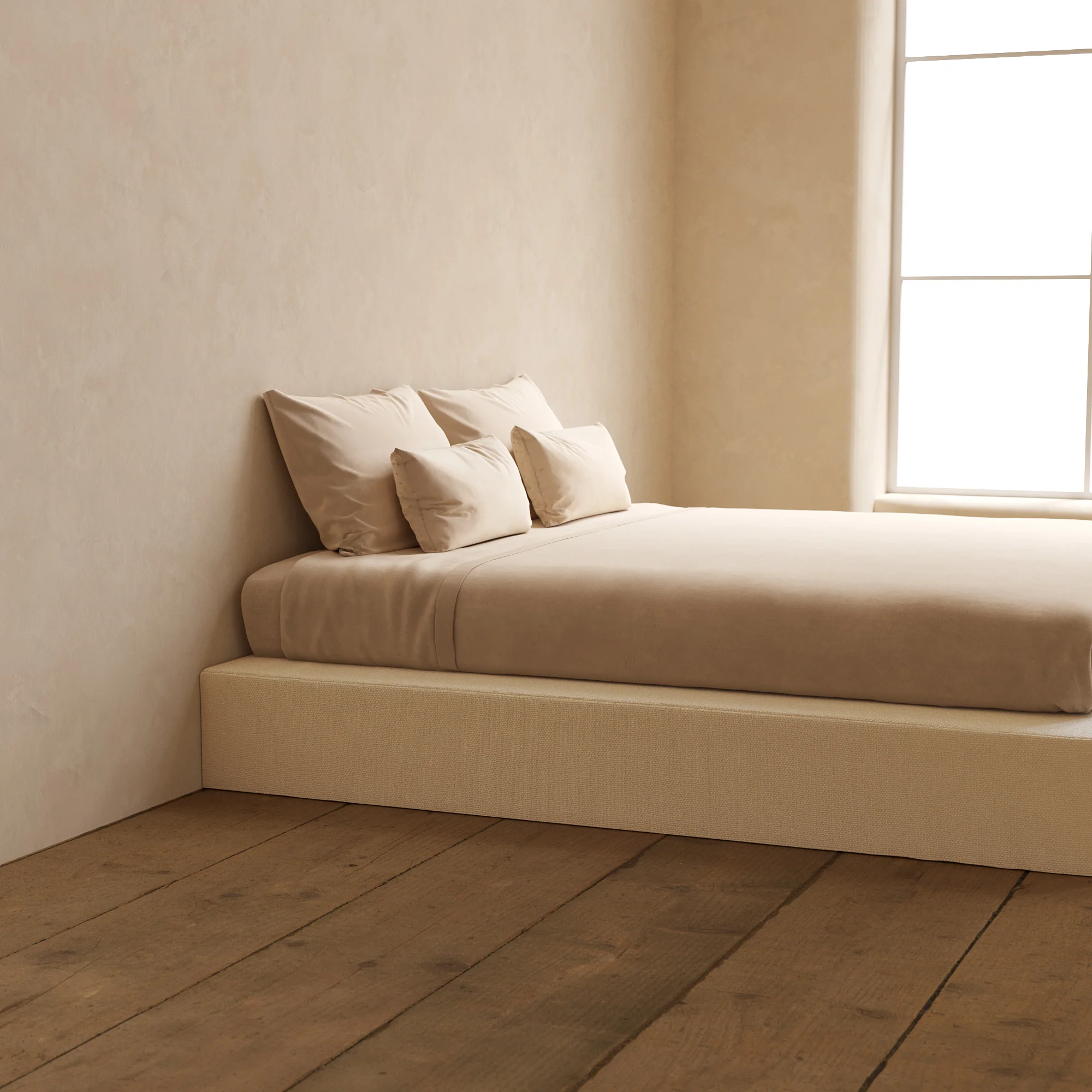 Slipcover Only - King Upholstered Platform Bed | Knit Velvet in Powder - Image 5
