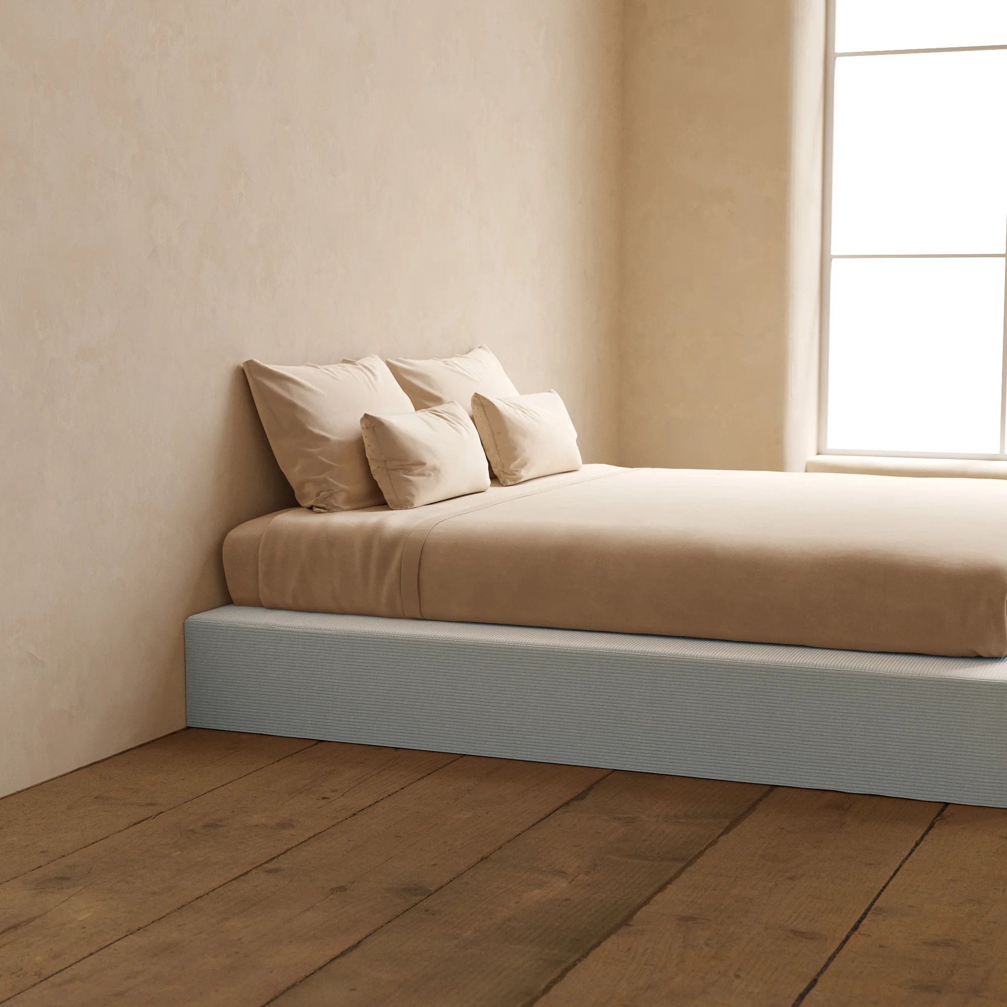 Slipcover Only - King Upholstered Platform Bed | Luxe Corduroy in Milk - Image 5