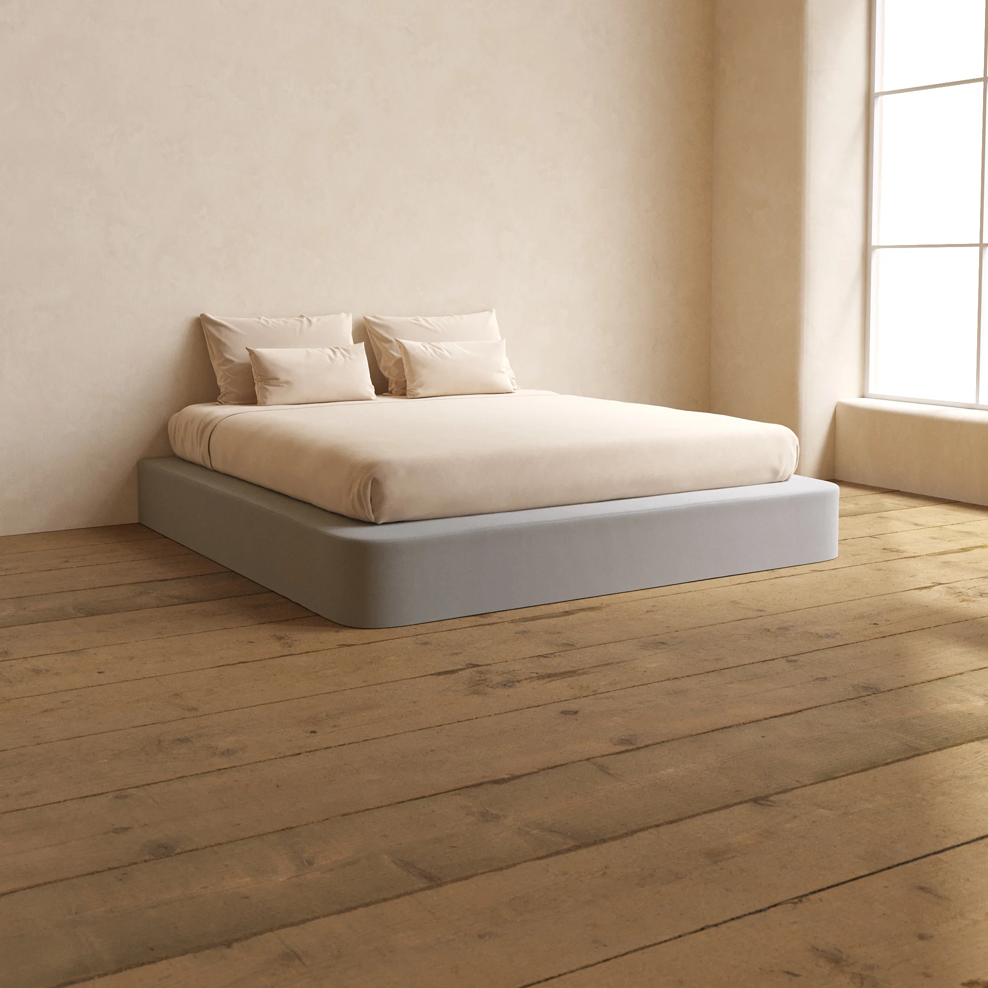 Slipcover Only - King Upholstered Platform Bed | Micro Chenille in Pumice