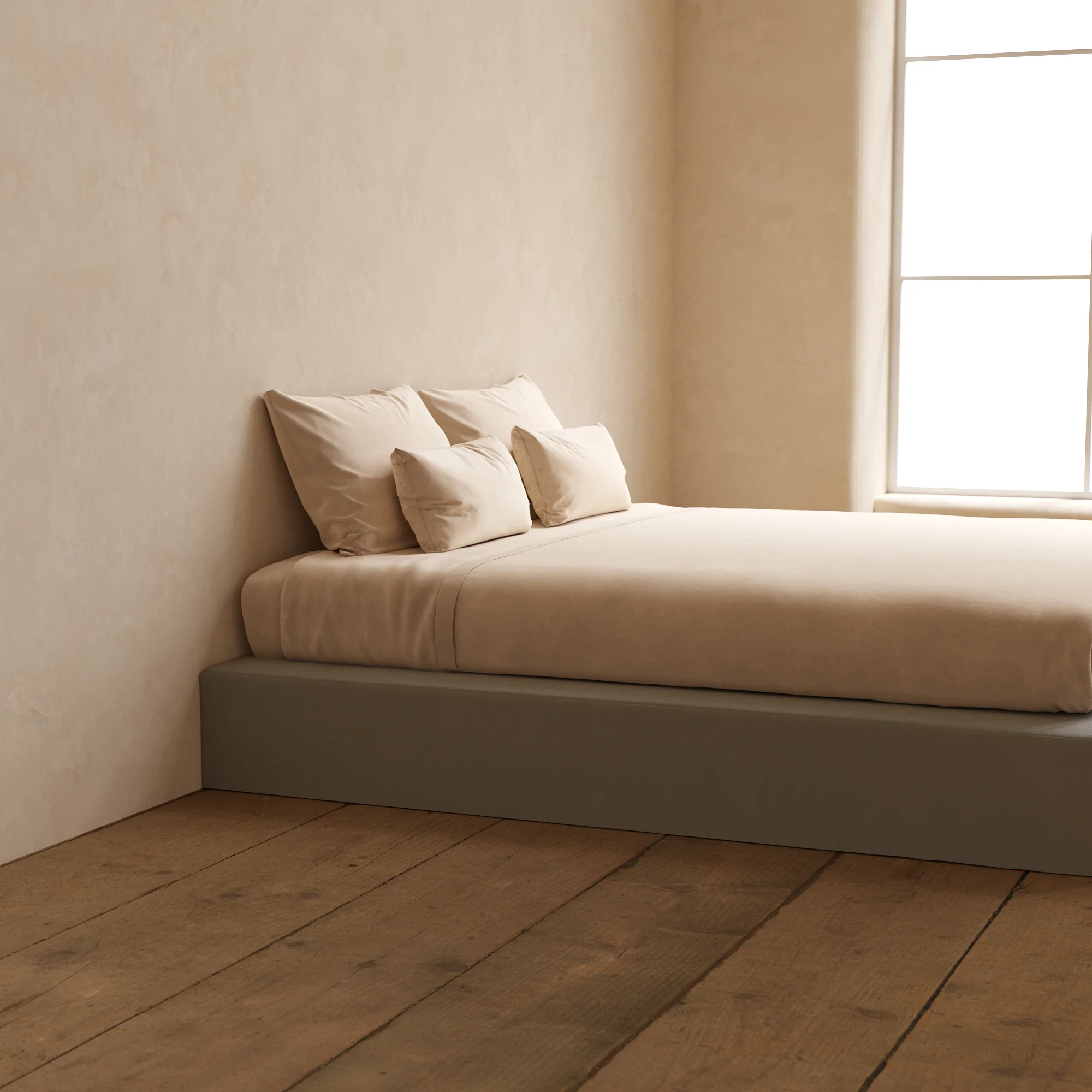 Slipcover Only - King Upholstered Platform Bed | Micro Chenille in Pumice - Image 5