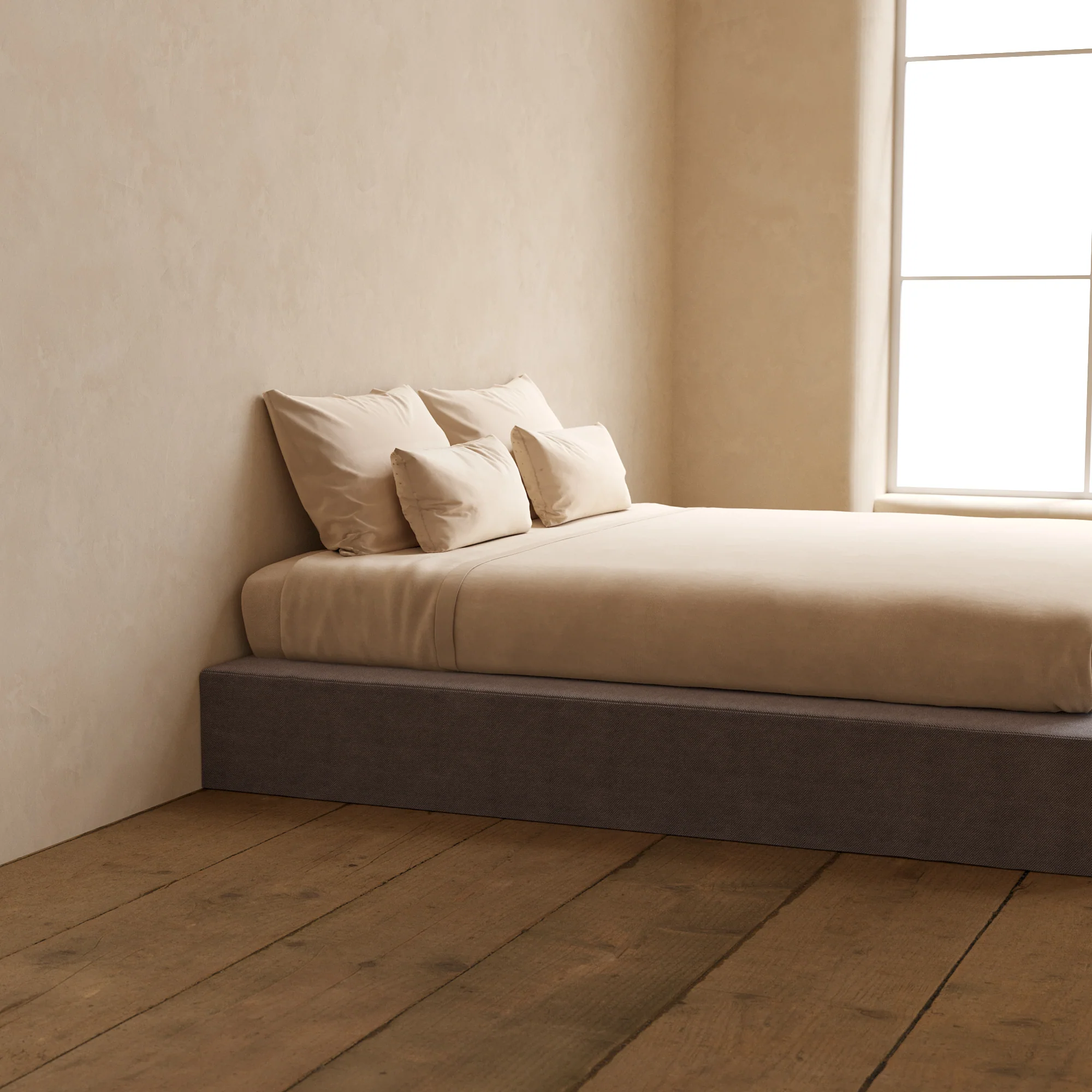Slipcover Only - King Upholstered Platform Bed | Plush Weave in Ash - Image 5