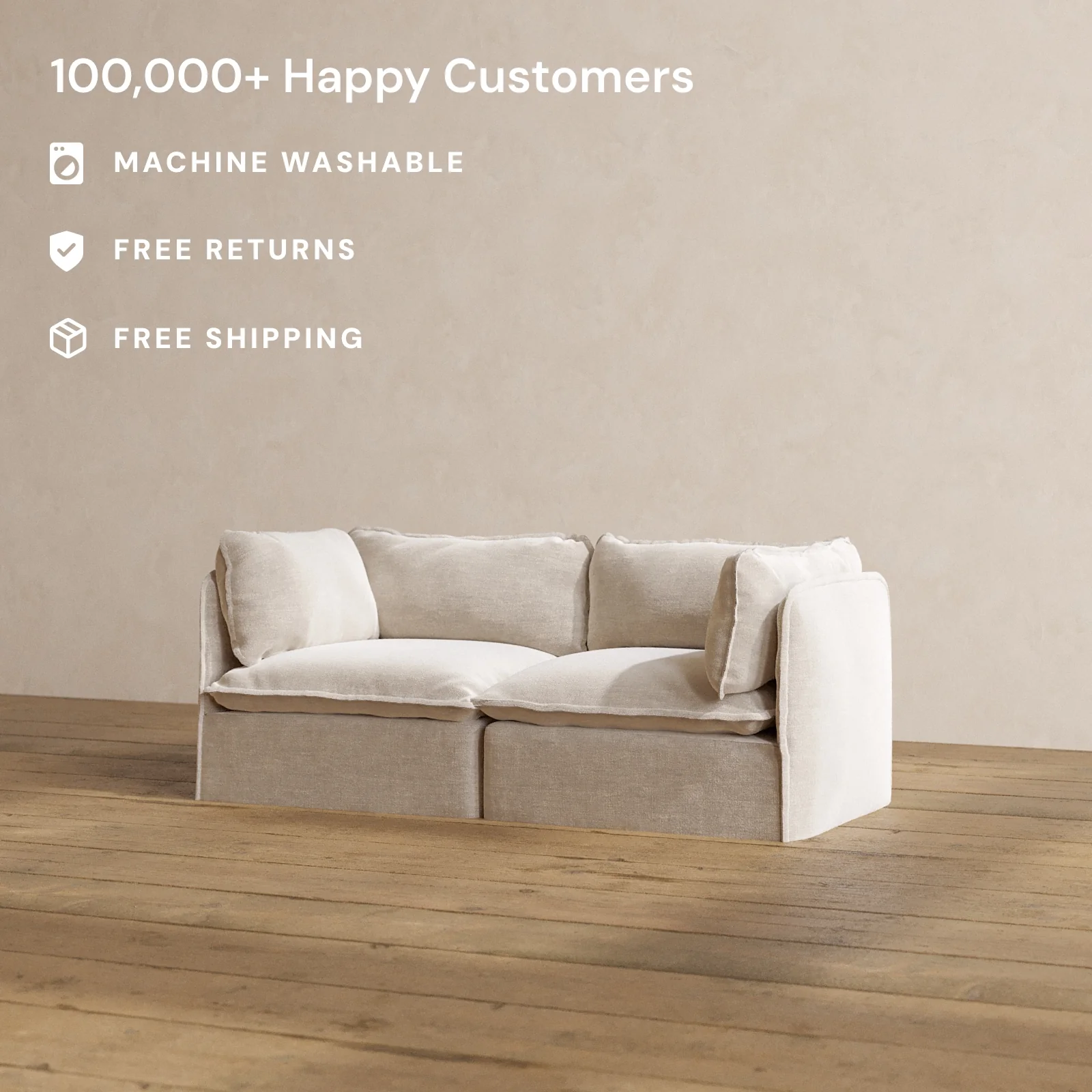Slipcover Only - Modular Washable 2-Seater in Mist - Image 2