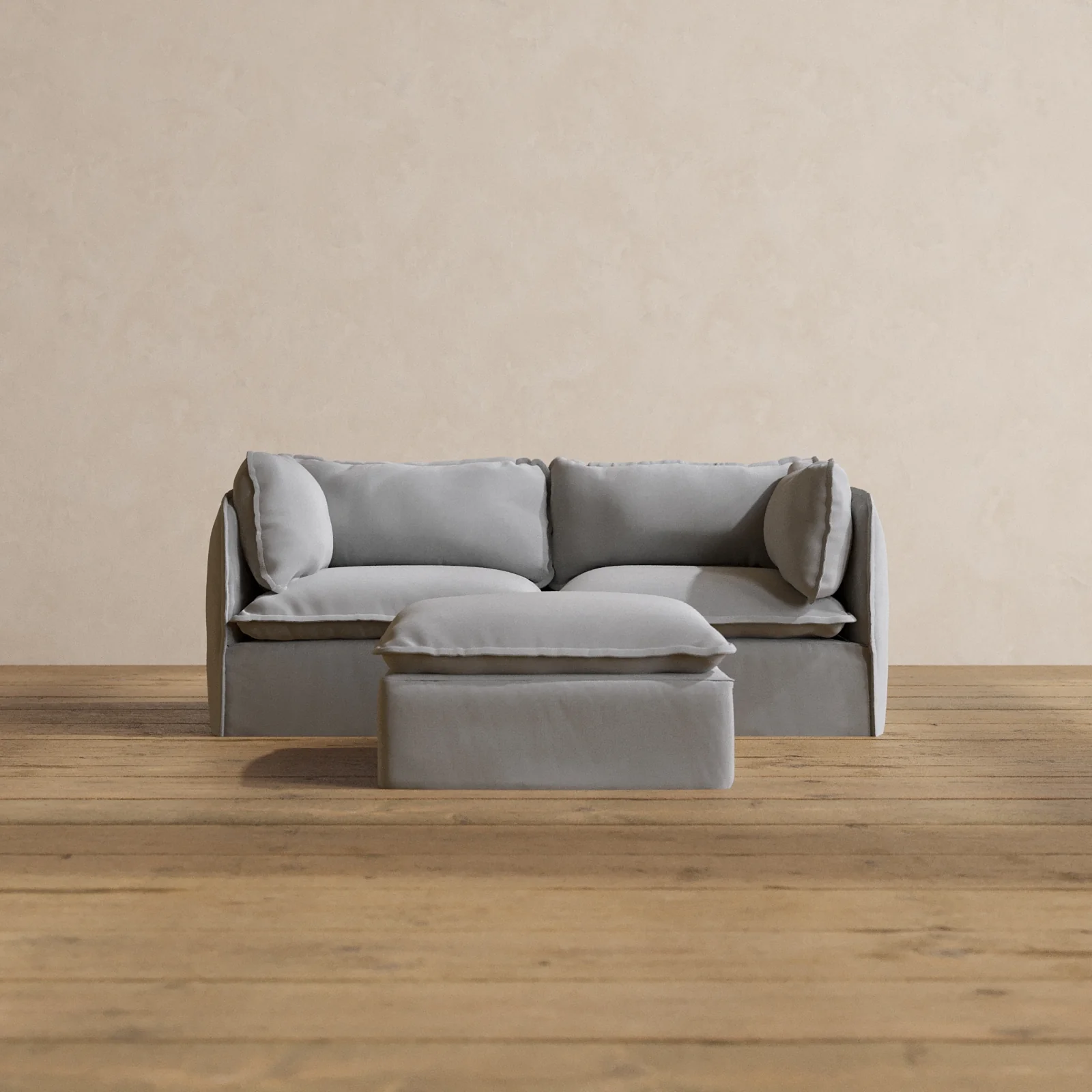 Slipcover Only - Modular Washable 2-Seater + Ottoman in Pumice