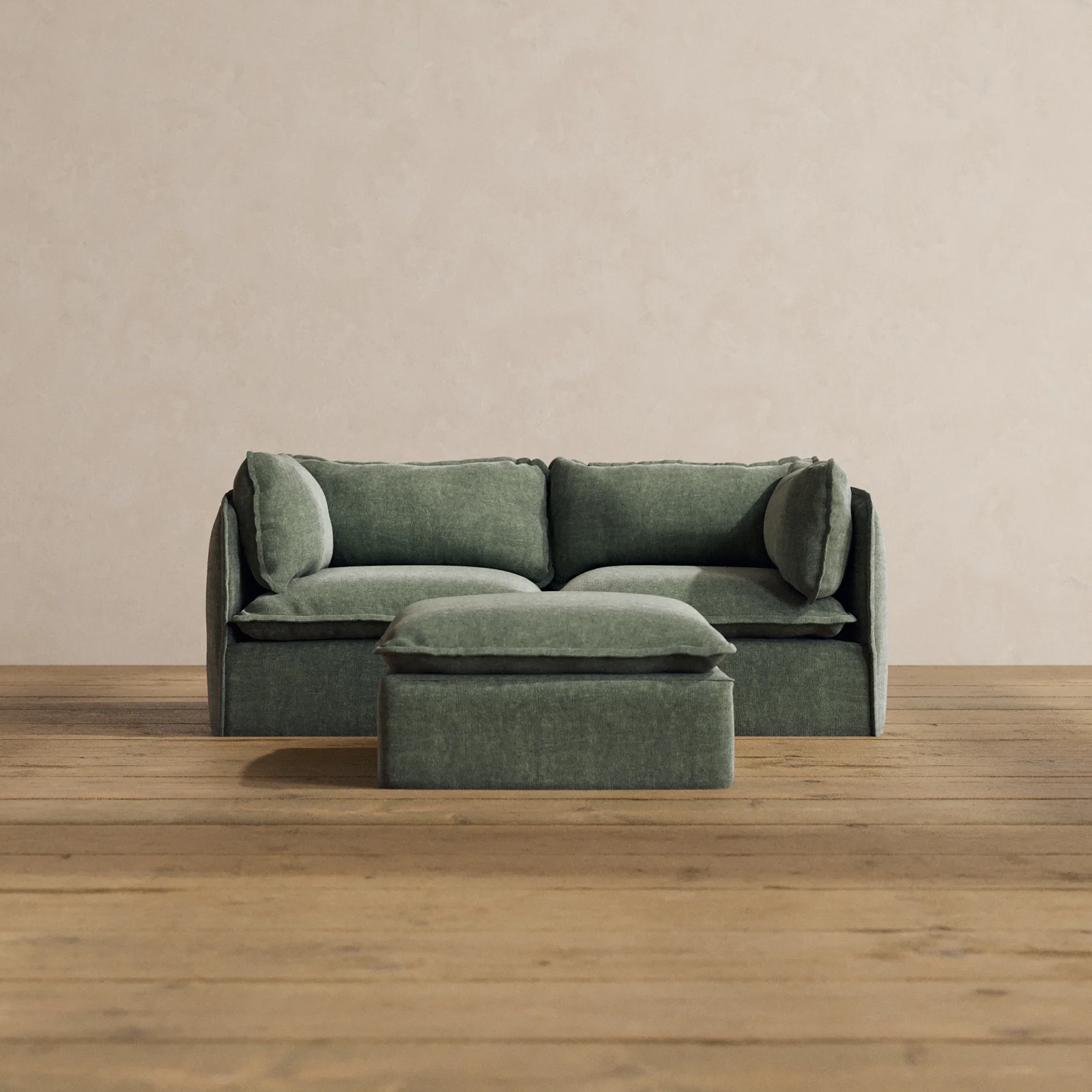 Slipcover Only - Modular Washable 2-Seater + Ottoman in Willow