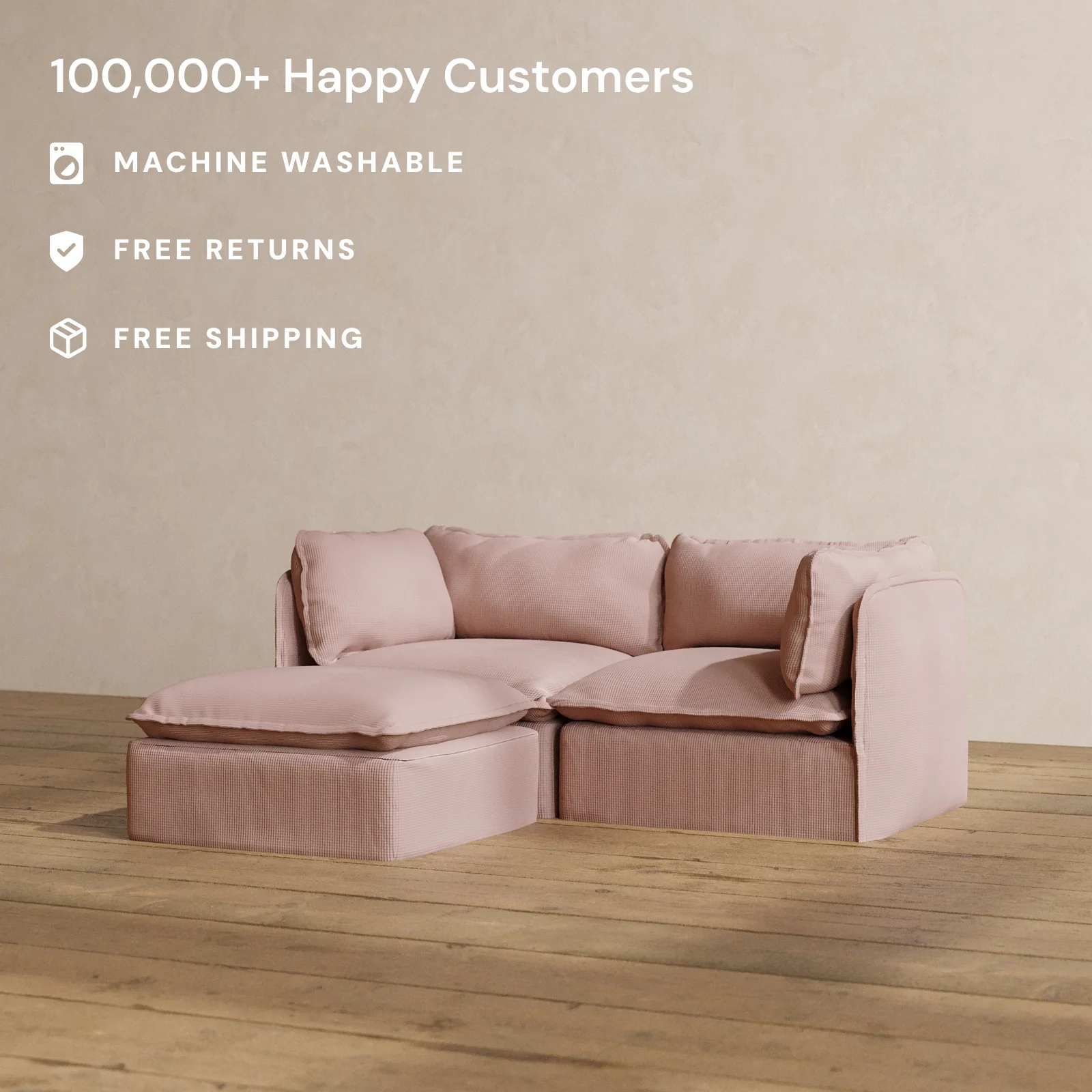 Slipcover Only - Modular Washable 2-Seater Sectional in Sakura - Image 2