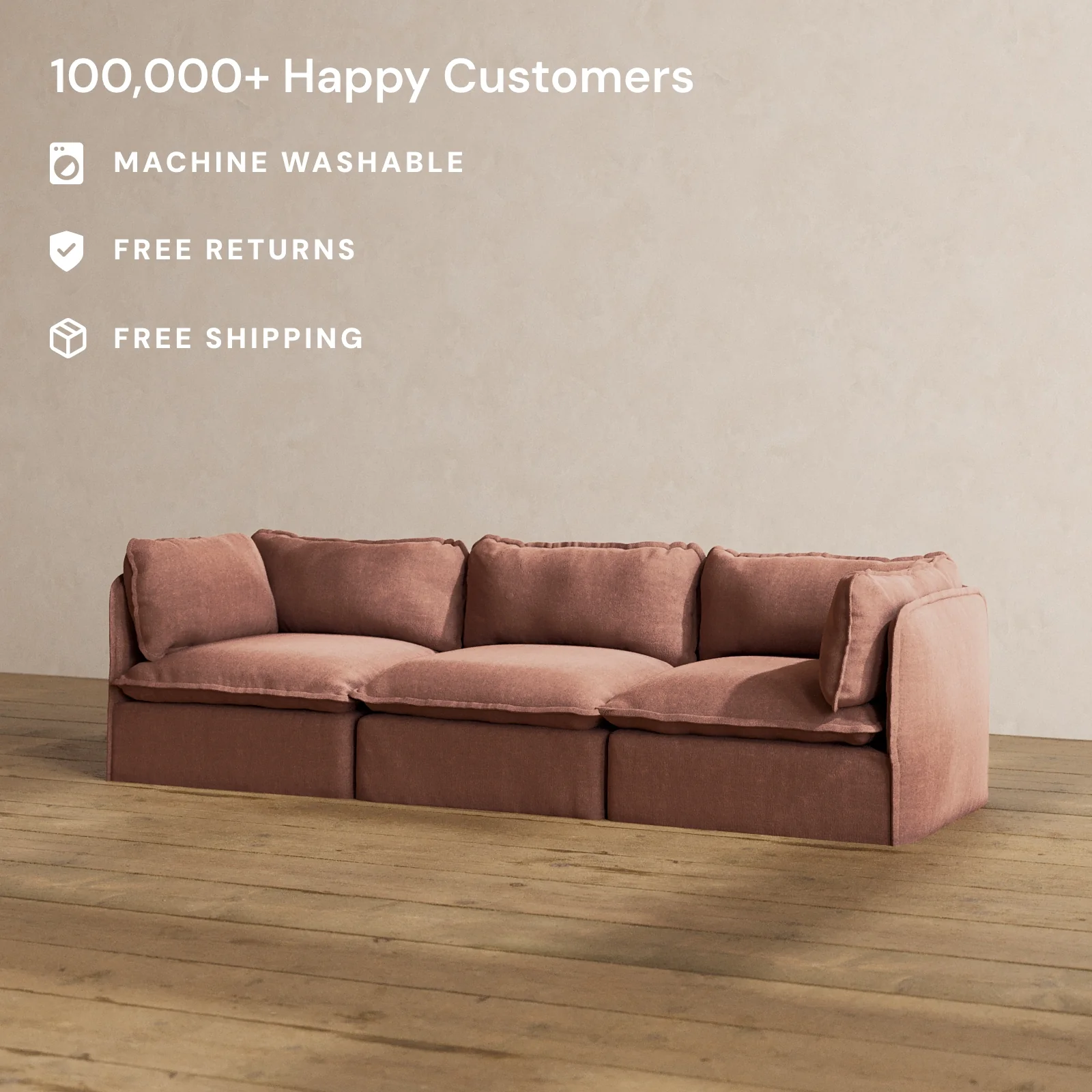 Slipcover Only - Modular Washable 3-Seater in Chestnut - Image 2
