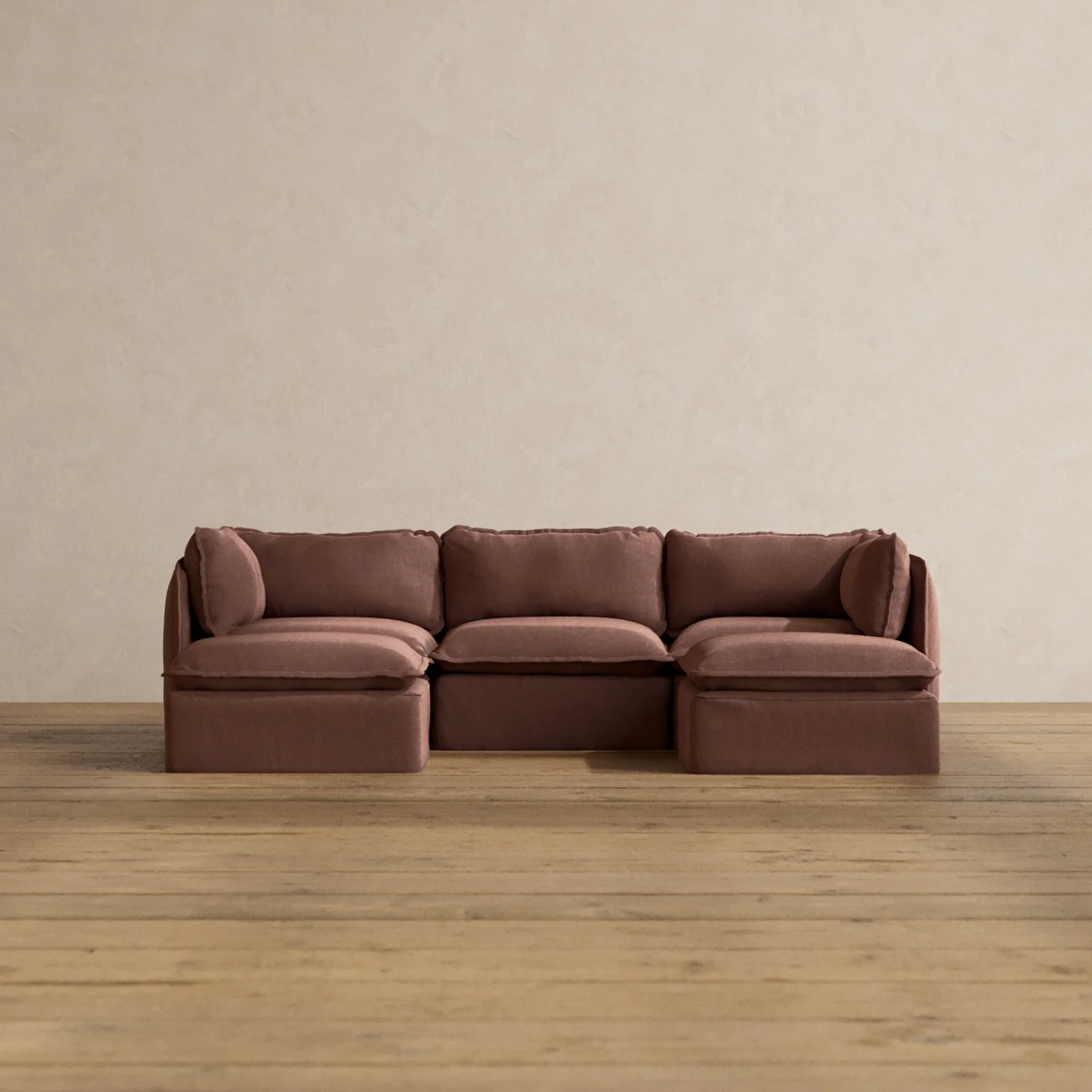 Slipcover Only - Modular Washable 3-Seater U-Sectional in Chestnut