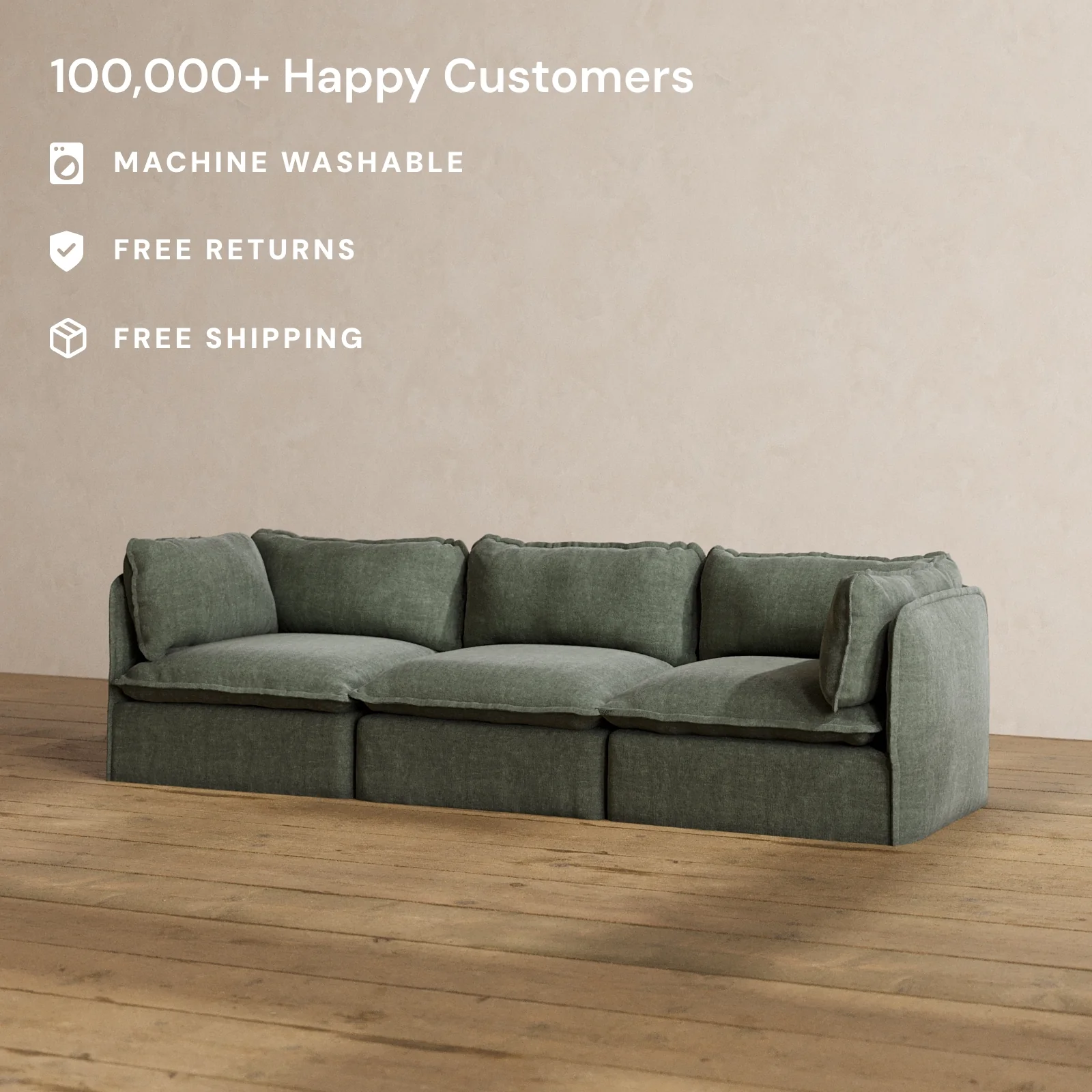 Slipcover Only - Modular Washable 3-Seater in Willow - Image 2