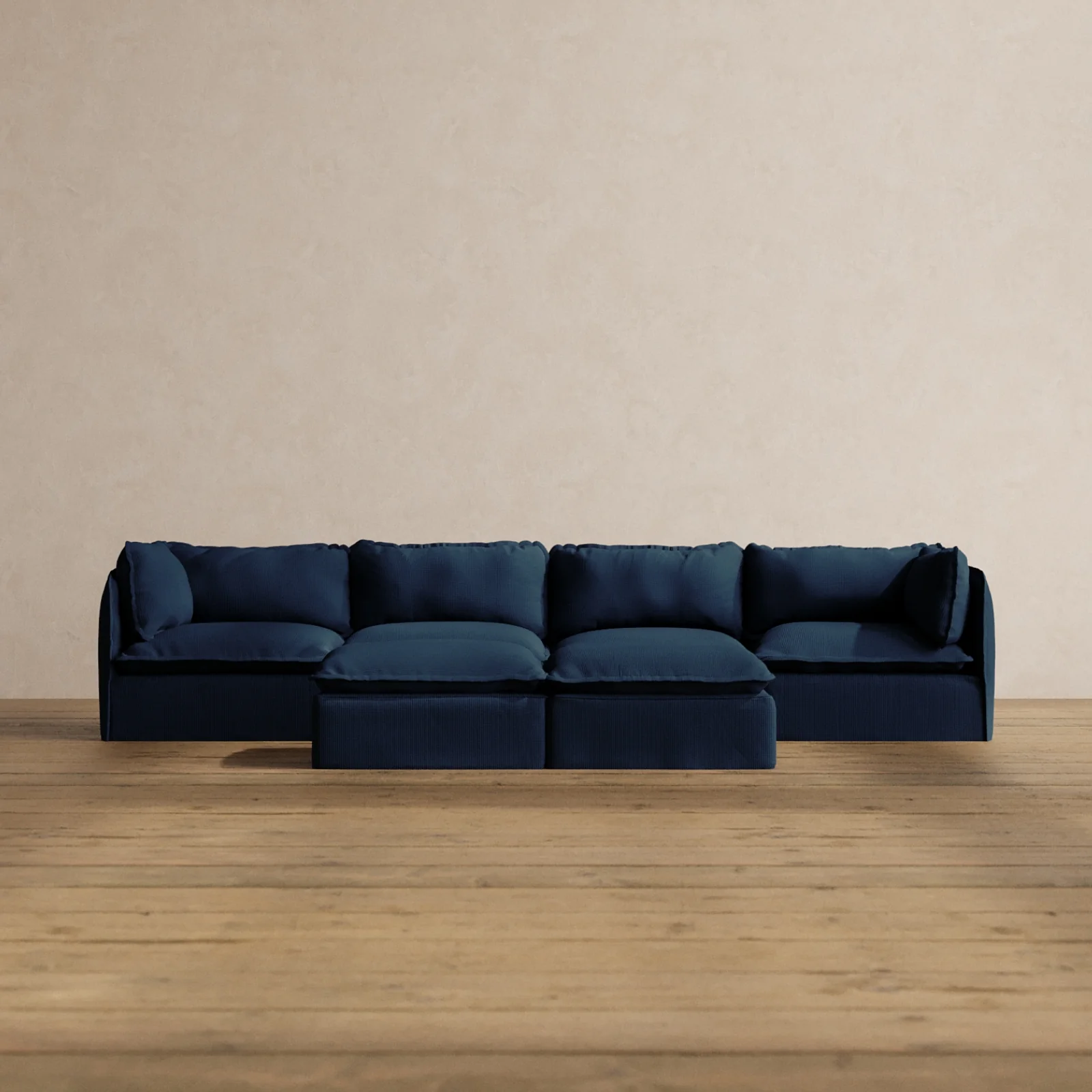 Slipcover Only - Modular Washable 4-Seater + Bench Ottoman in Sumi
