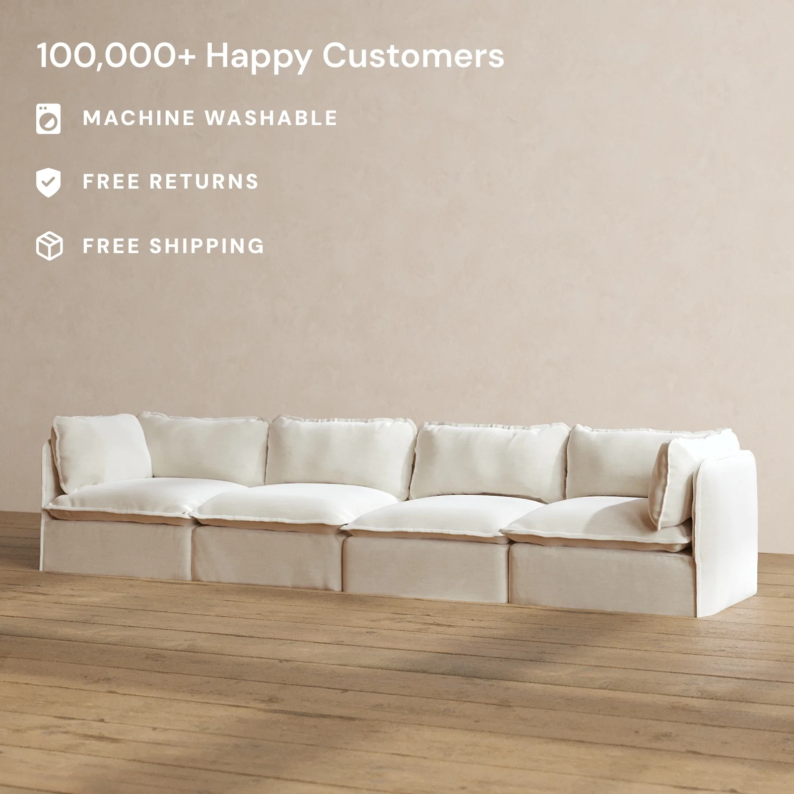 Slipcover Only - Modular Washable 4-Seater in Coco - Image 2