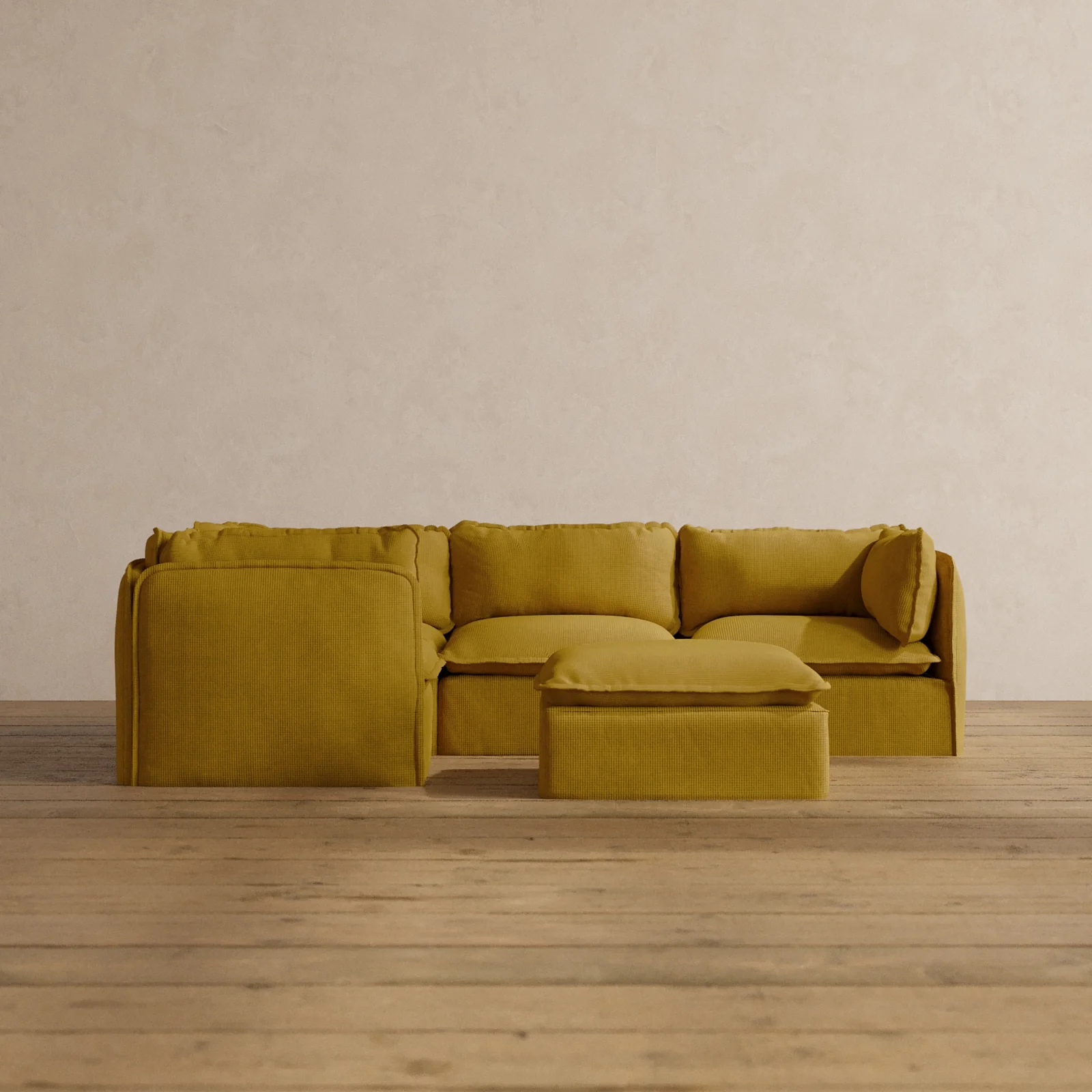 Slipcover Only - Modular Washable 4-Seater Corner Sectional + Ottoman in Kiiro