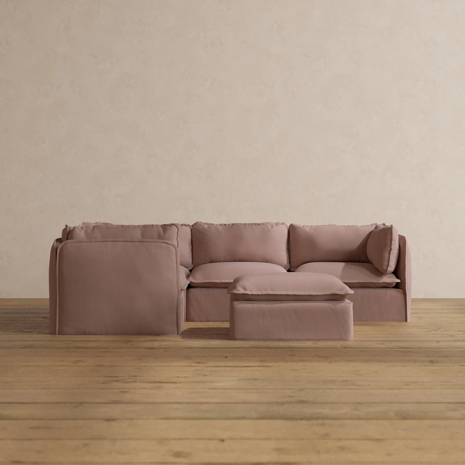 Slipcover Only - Modular Washable 4-Seater Corner Sectional + Ottoman in Sakura