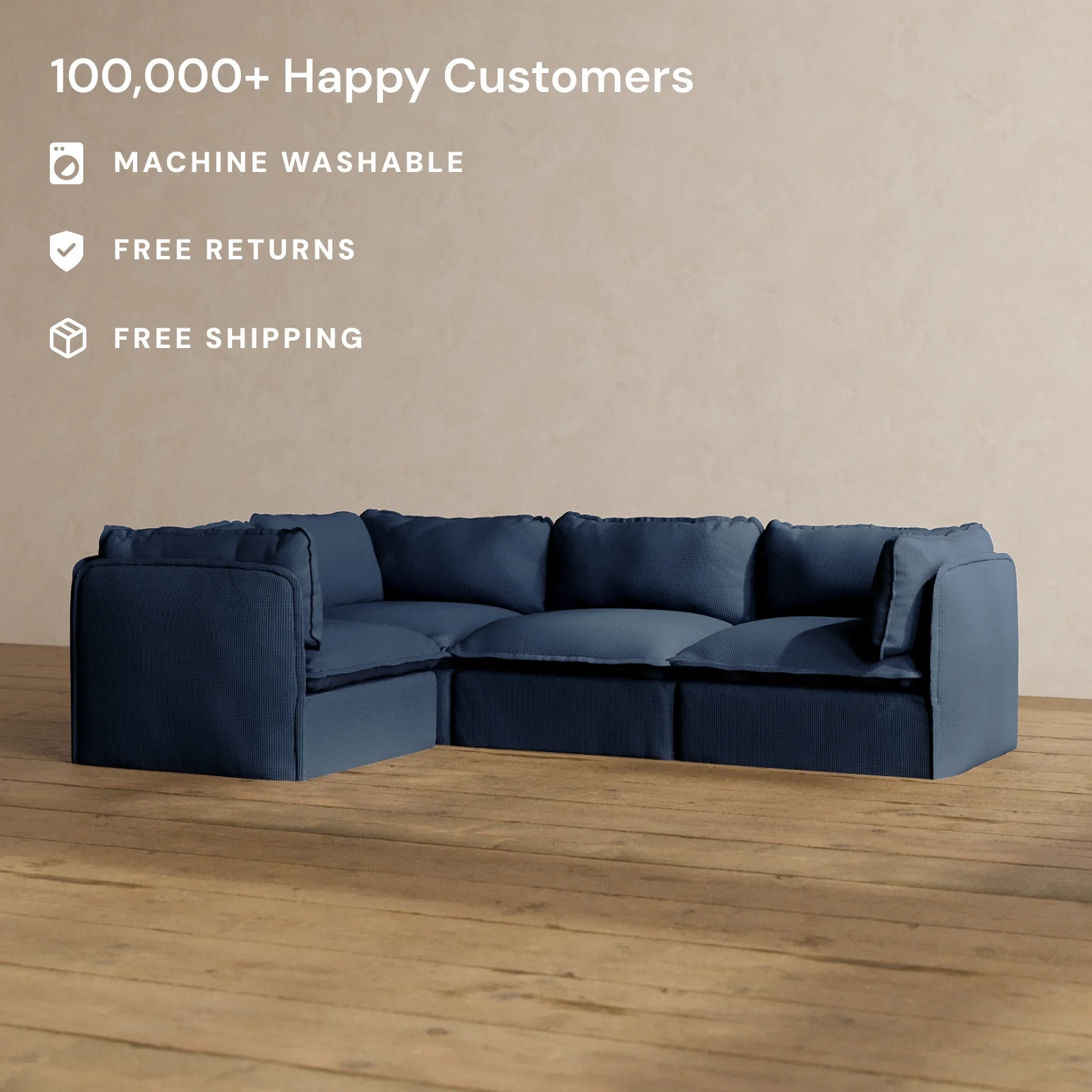Slipcover Only - Modular Washable 4-Seater Corner Sectional in Sumi - Image 2